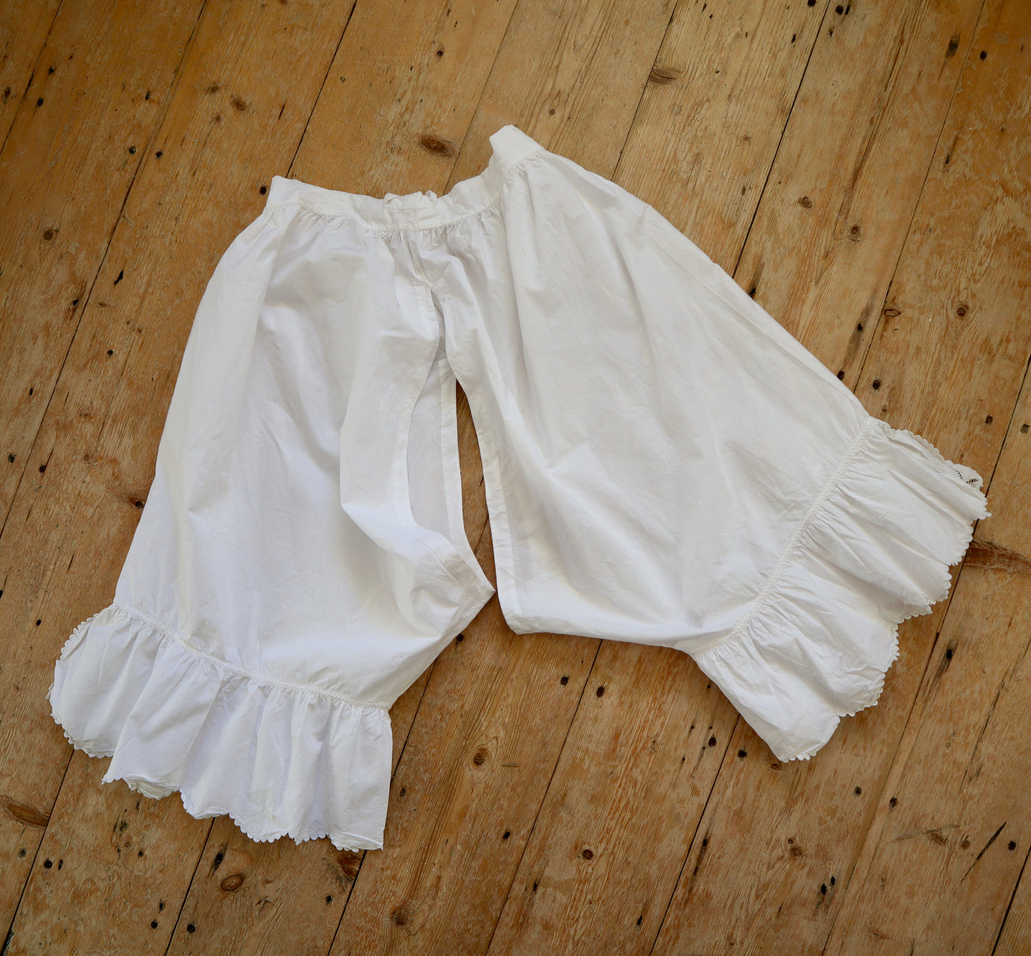 Antique French White Cotton Bloomers Knickers Embroidery  Cutwork Early 1900s