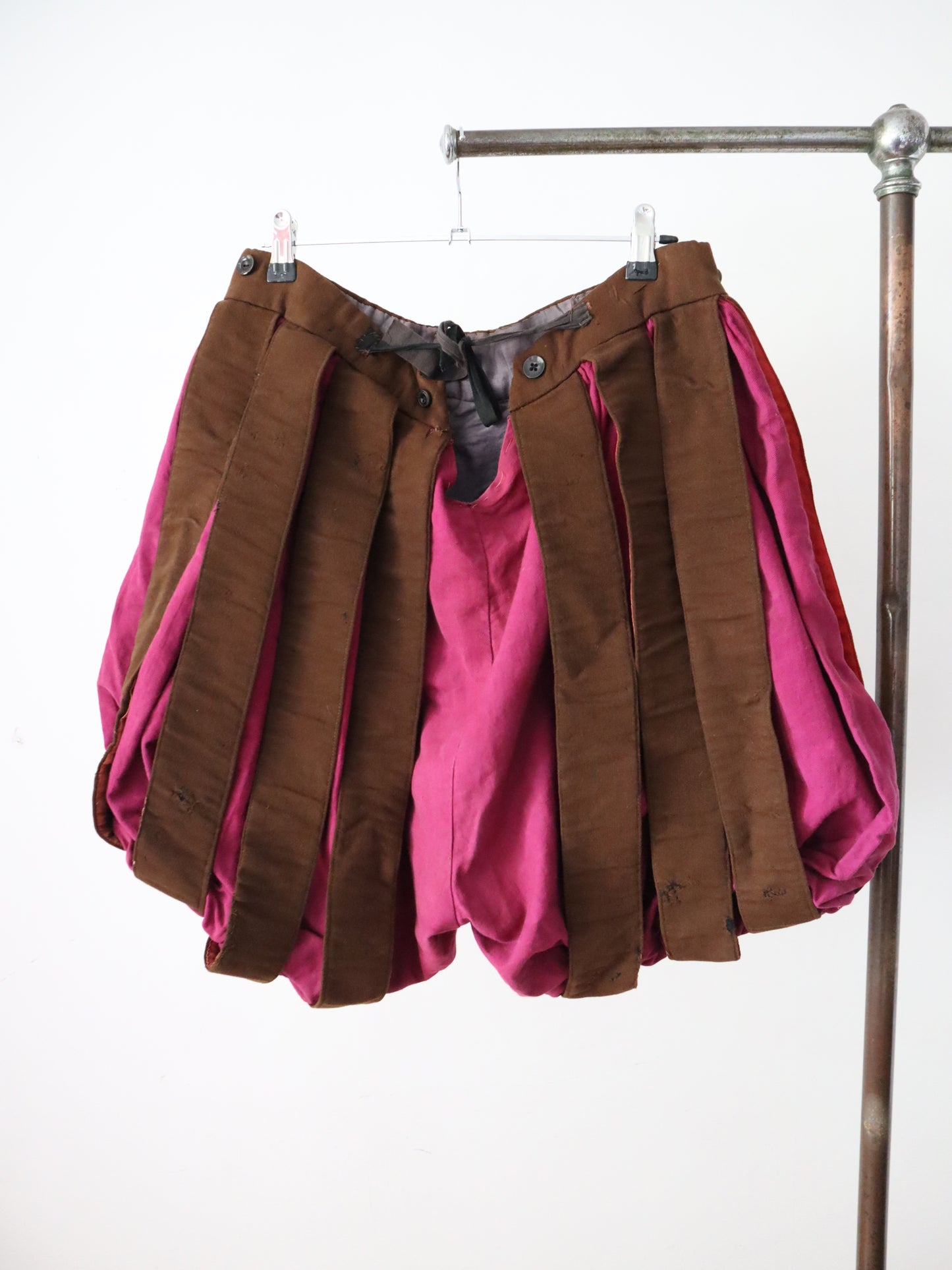 Antique French Theatre Opera Costume Hose Purple Magenta BrownWool Renaissance Tudor Shorts Early 1900s