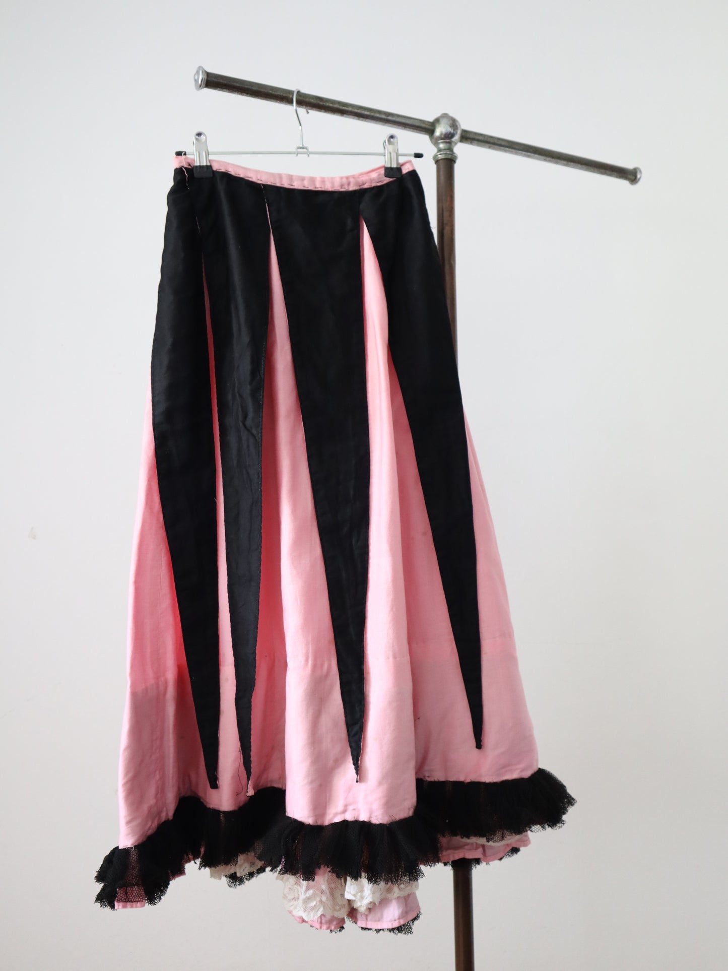 1920s 30s  French Costume Pink Black Bodice Skirt Theatre Cotton