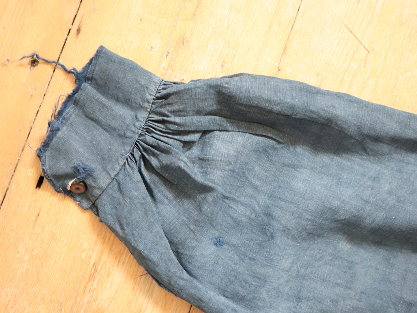 Antique French Indigo Linen Biaude Famers Smock