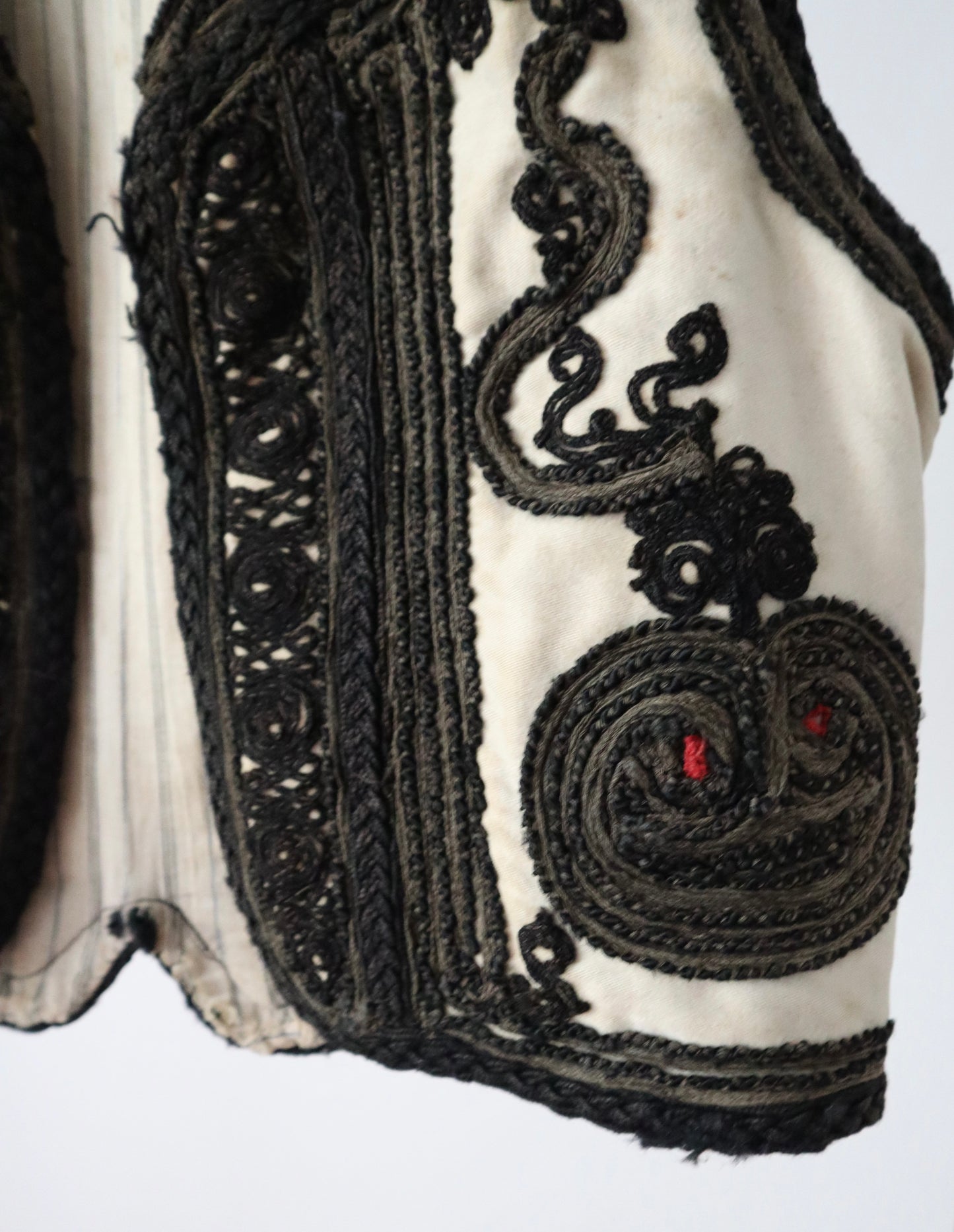 1920s 30s  Transylvanian folk waistcoat with black soutache decoration