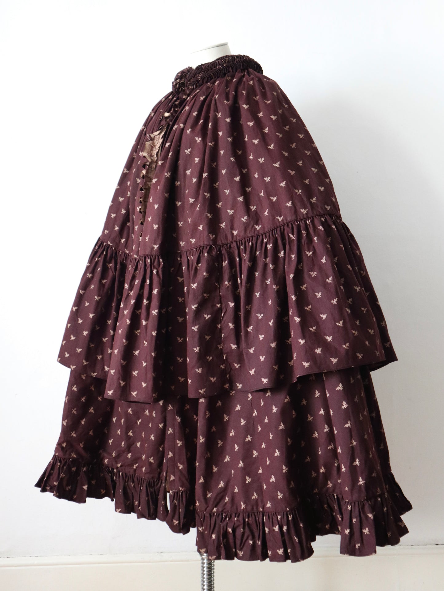 Antique 19th century German Hockmantel full length cotton cloak wool flannel lined