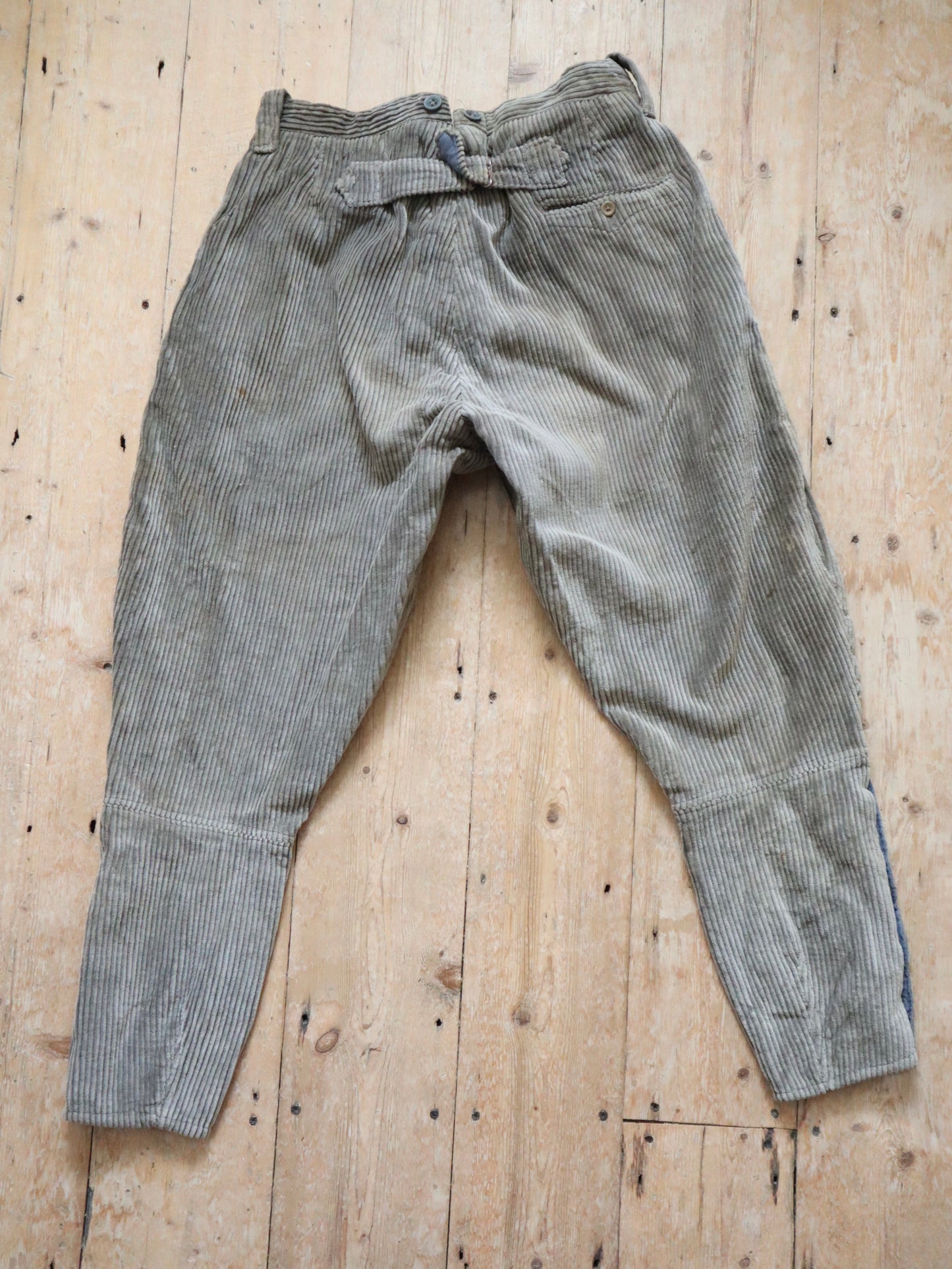 1940s French Fawn Brown Corduroy Breeches Pants Trousers Workwear Chore