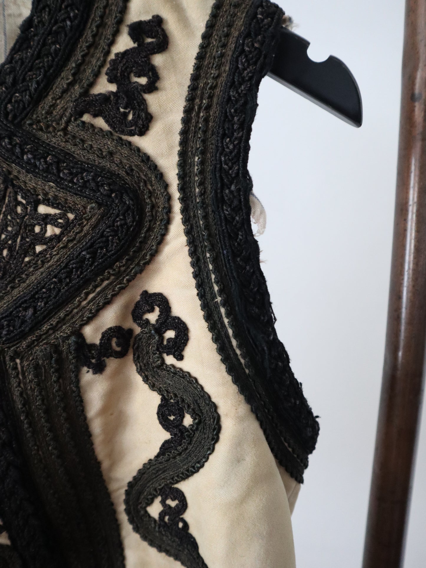 1920s 1930s Transylvanian folk waistcoat with black soutache decoration