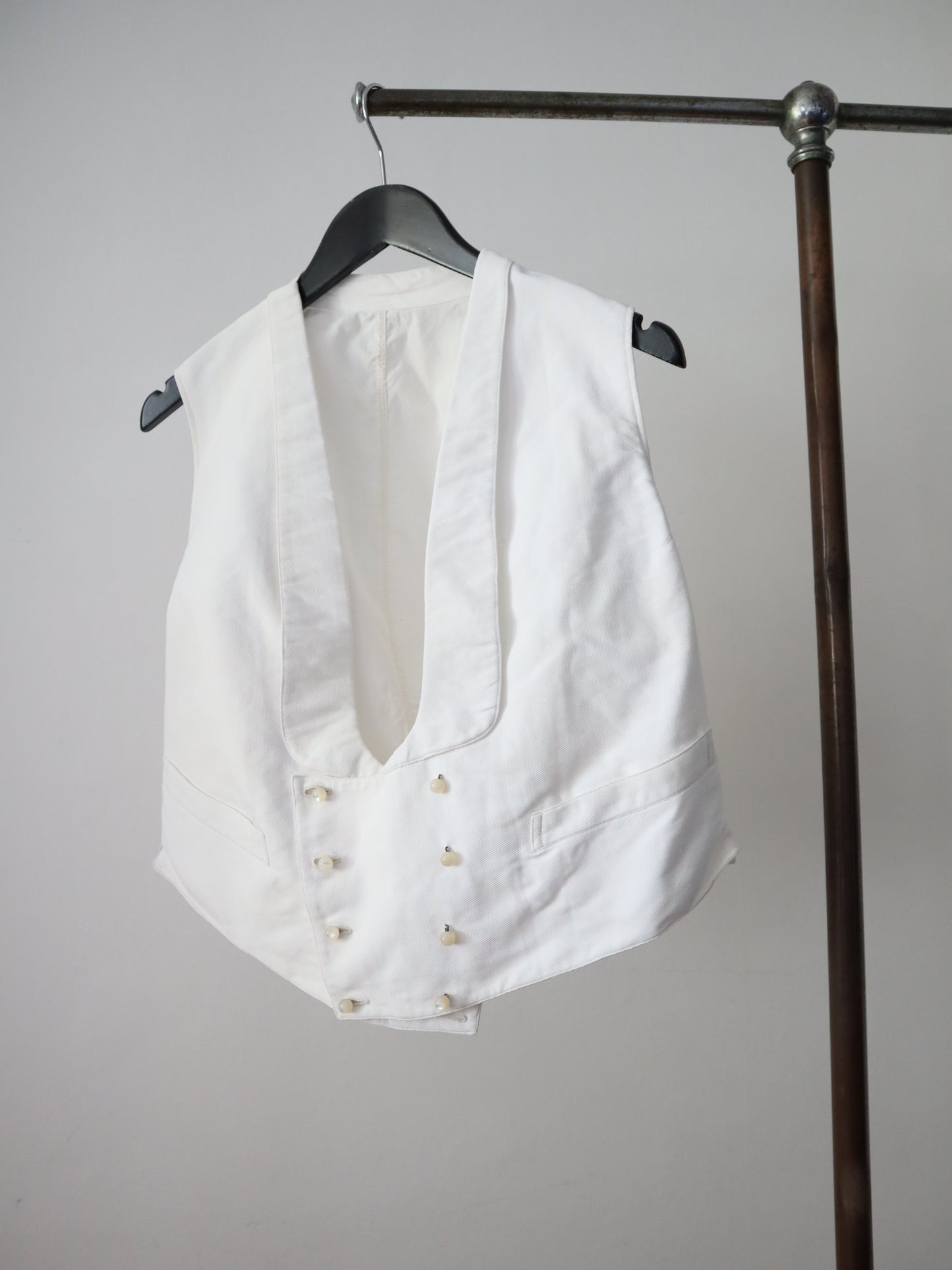 Antique French White Cotton Waistcoat Vest Piqué