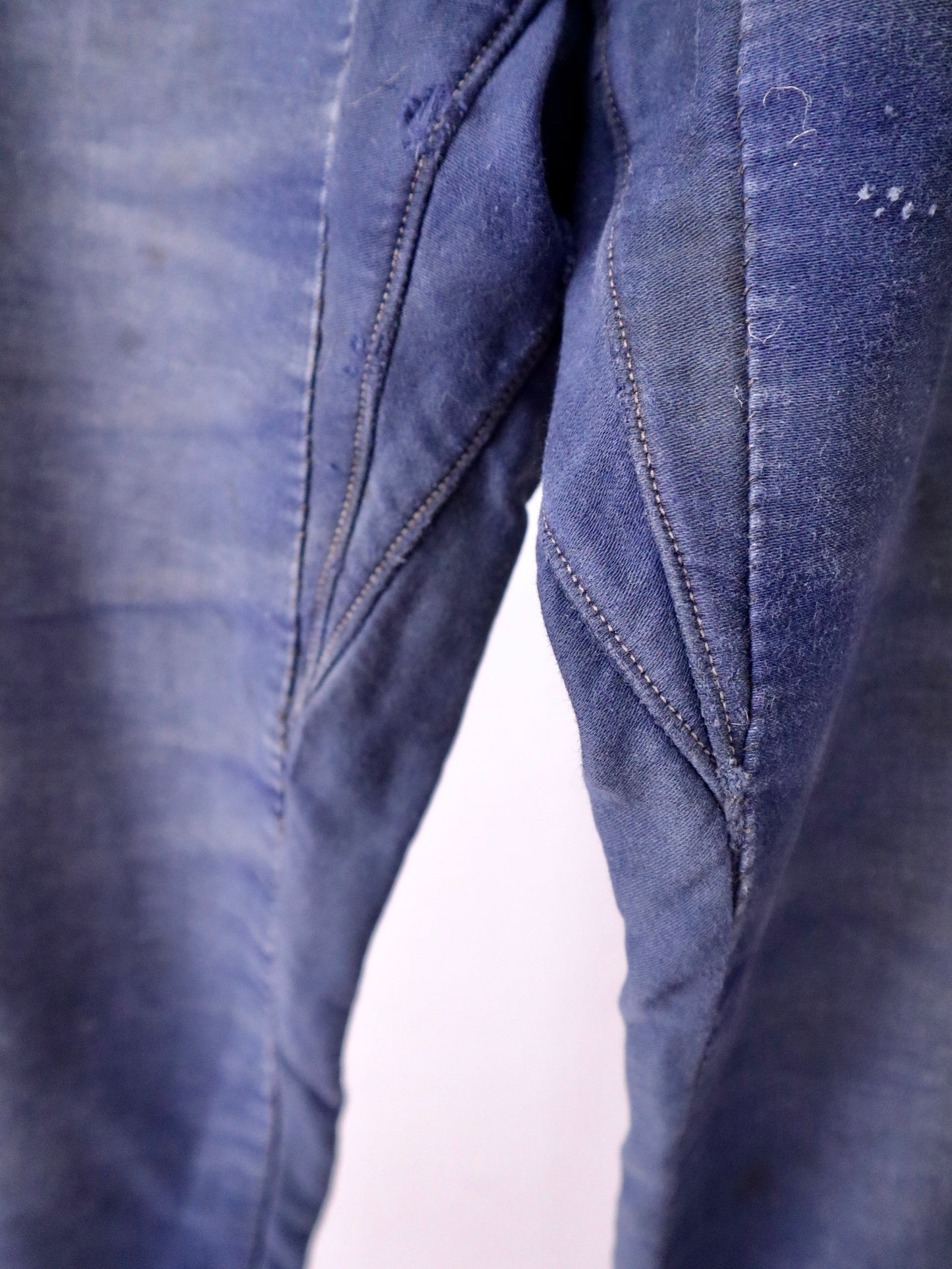 1940s–1950s French Moleskin Workwear Trousers – “Le Parfait” with Patched and Darned Repairs