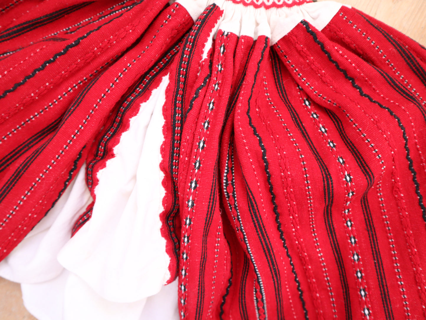 1940s Hungarian Croatian Folk Blouse Cropped Big Sleeves Red Woven Panels RARE