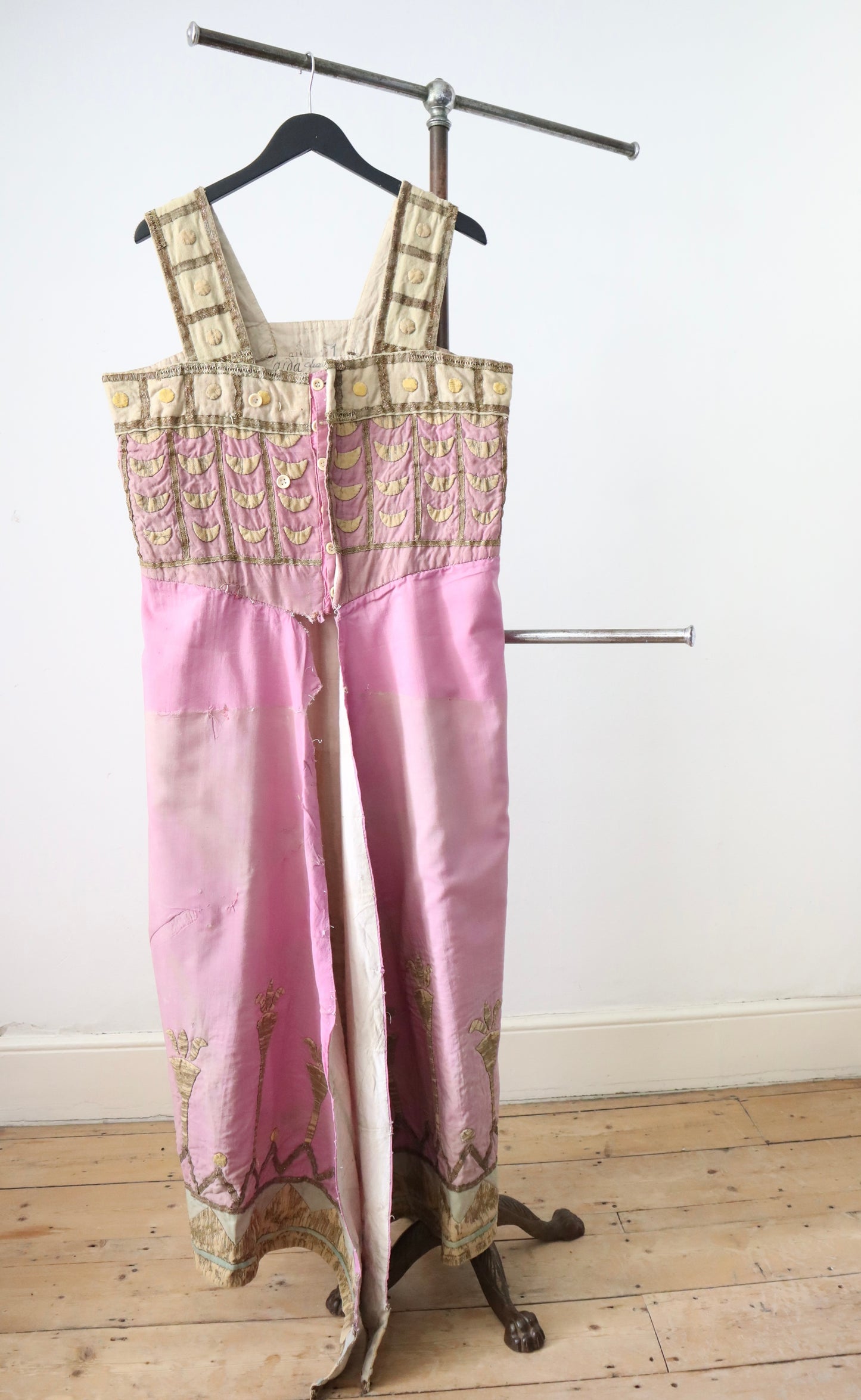 Antique 1880 French Opera PREMIER Costume AIDA Verdi Paris Egyptian Pastel Purple Sun Fade Gold 19th Century