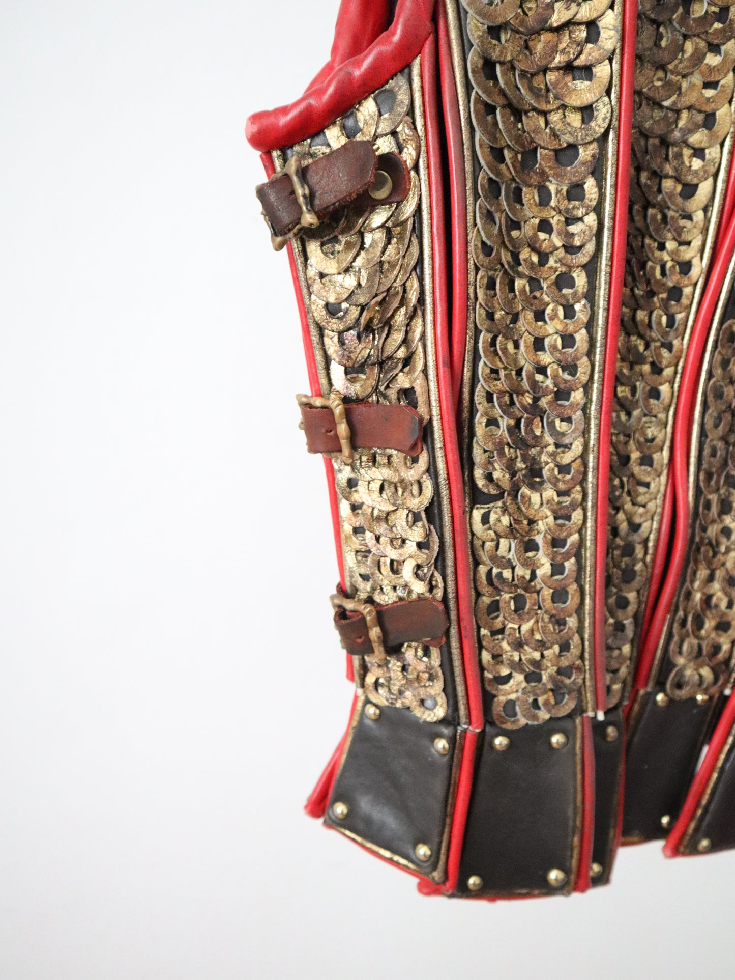 Royal Opera House OTHELLO Leather Armour Vest Costume Red Gold Buckles