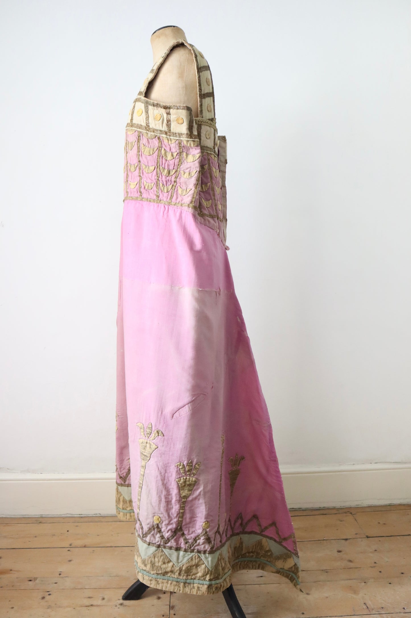 Antique 1880 French Opera PREMIER Costume AIDA Verdi Paris Egyptian Pastel Purple Sun Fade Gold 19th Century