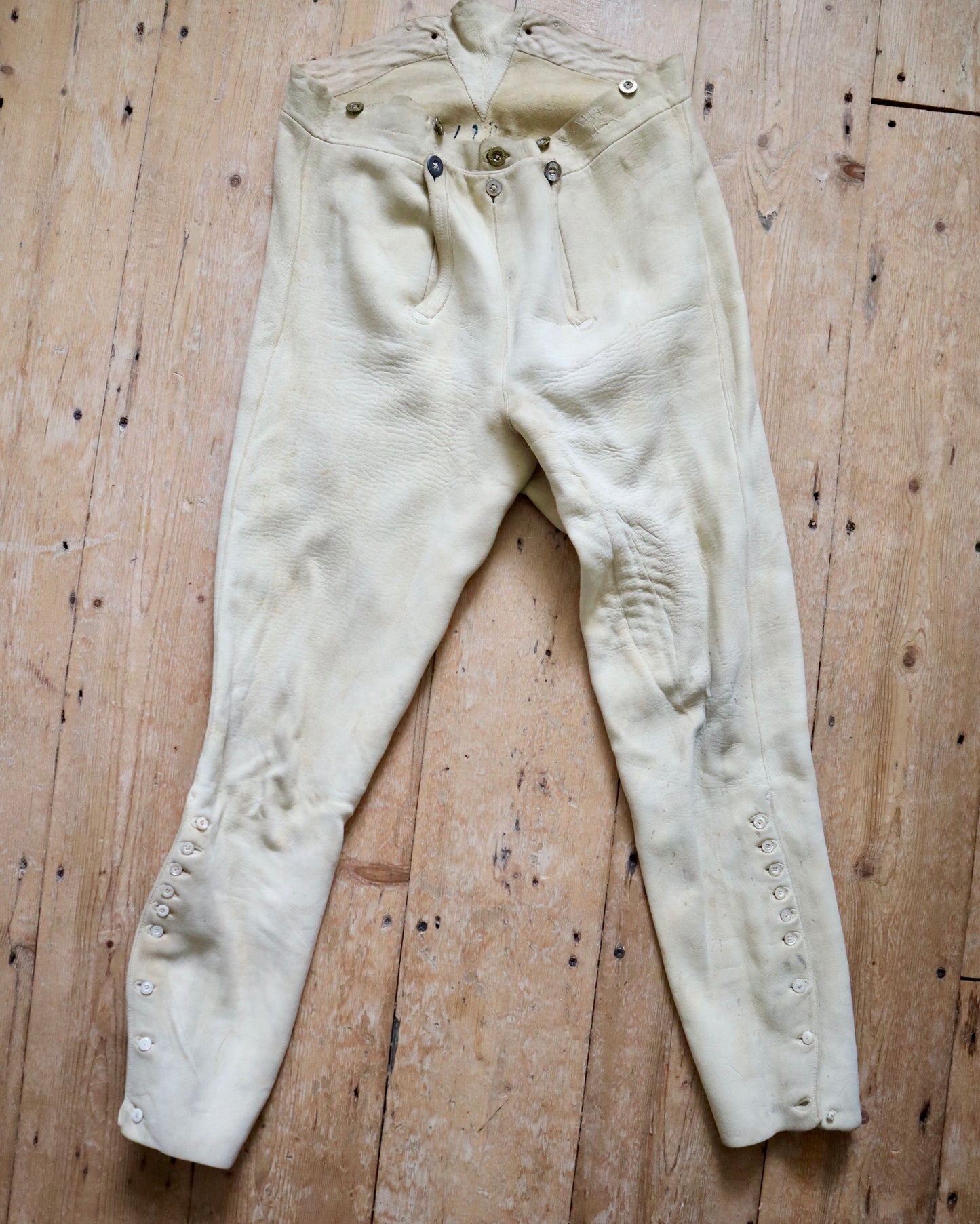 1800s French Buckskin Leather Cream Trousers Breeches RARE