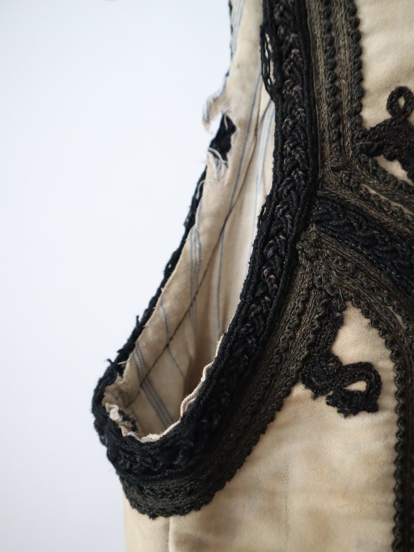 1920s 1930s Transylvanian folk waistcoat with black soutache decoration