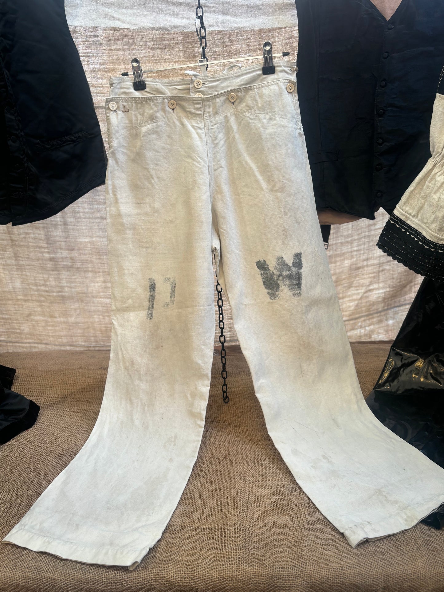 1930s WWII Sailor Pants Trousers Prisoner of War Japan USA Military Linen