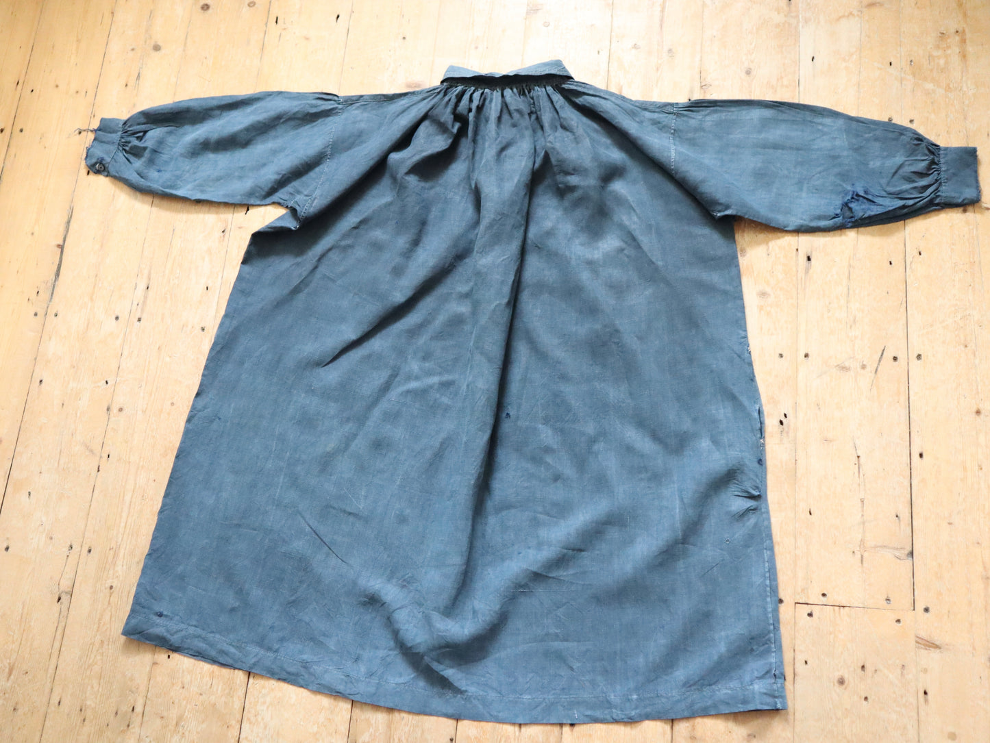 Antique French Indigo Linen Biaude Famers Smock