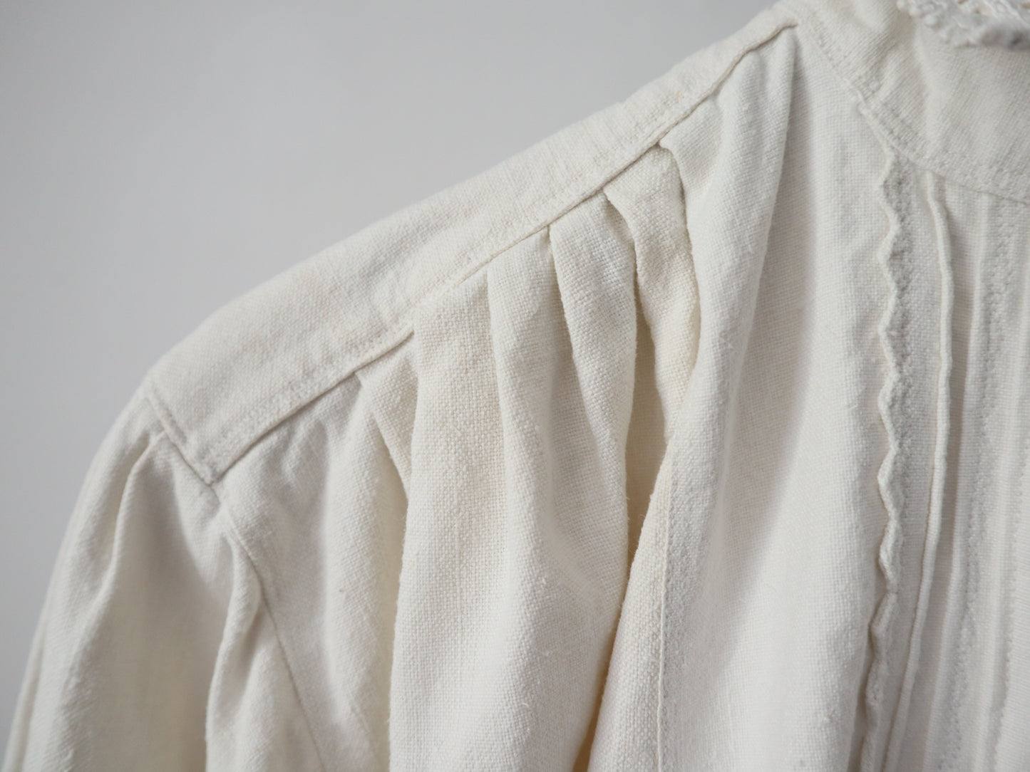 1930s Transylvanian Folk Blouse Zig Zag Cutout Traditional Romanian Linen Eastern European