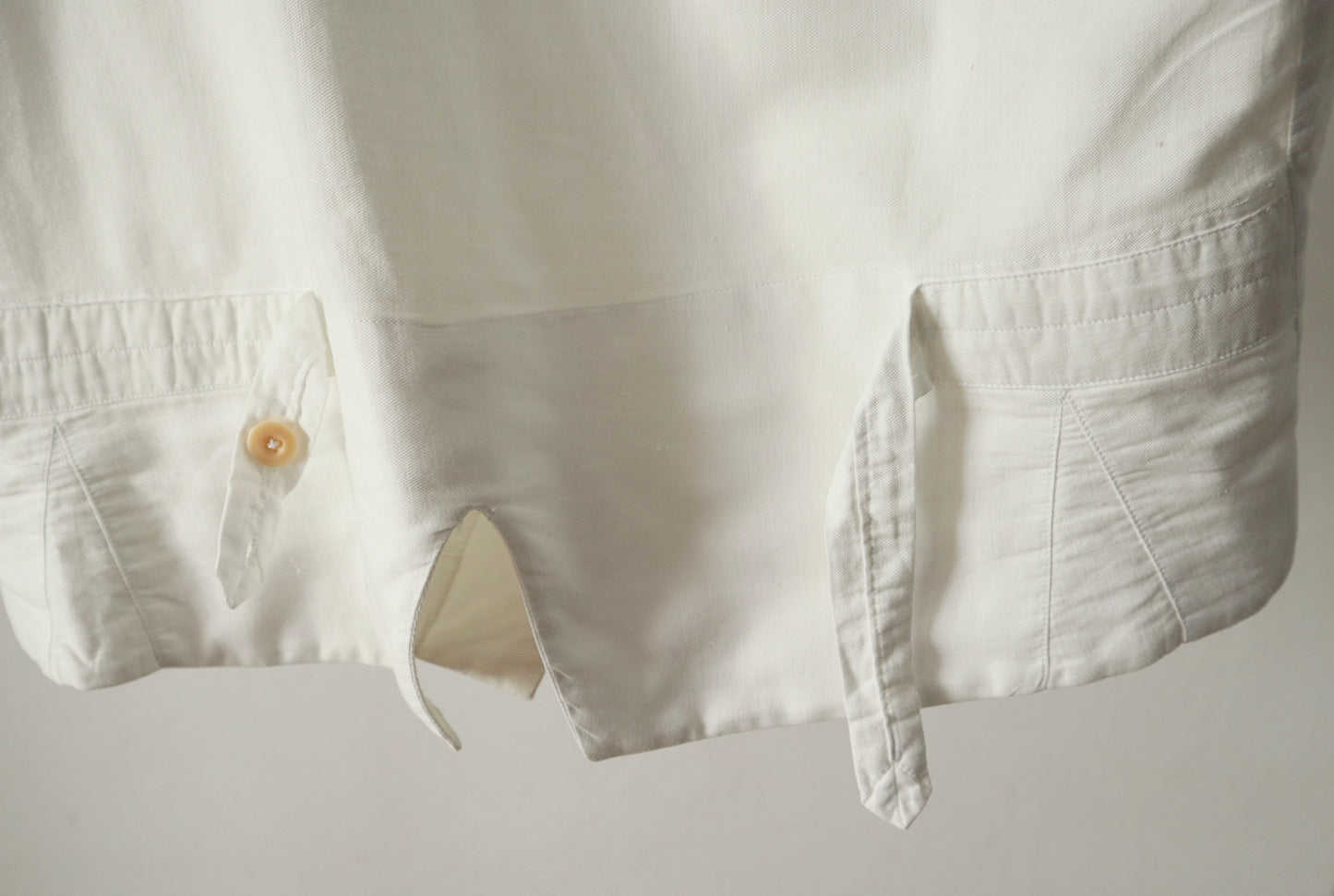 Antique early 1900s French White Cotton Grosgrain Waistcoat Mother of Pearl Buttons Short