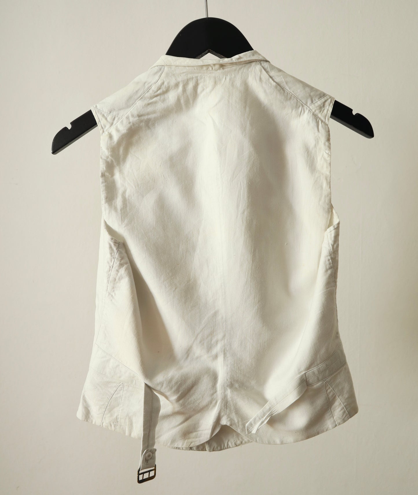 Antique French Cotton Waistcoat White Covered Buttons