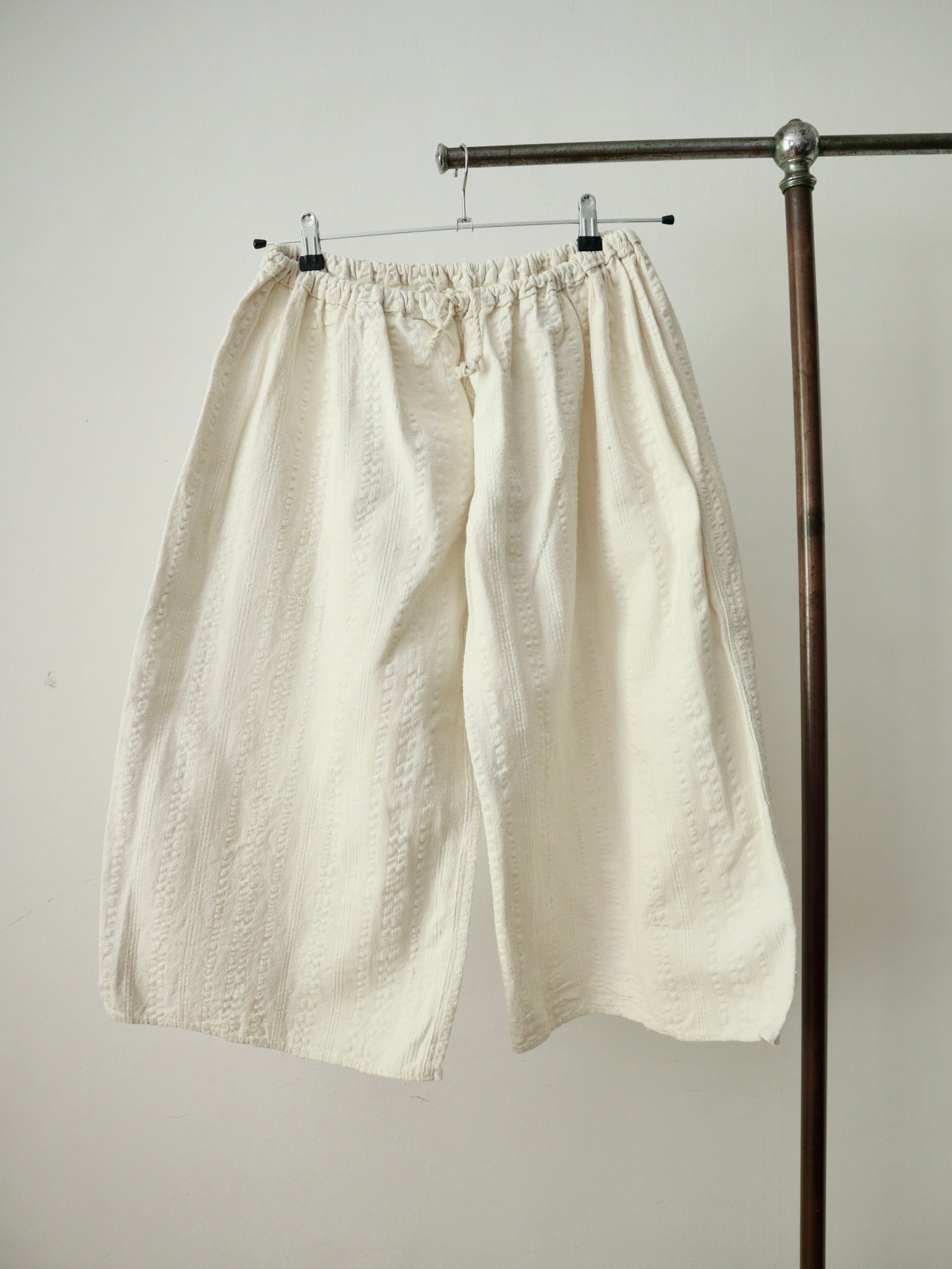 1930s Transylvanian Linen Woven Stripe Folk Trousers Pants Cropped Wide