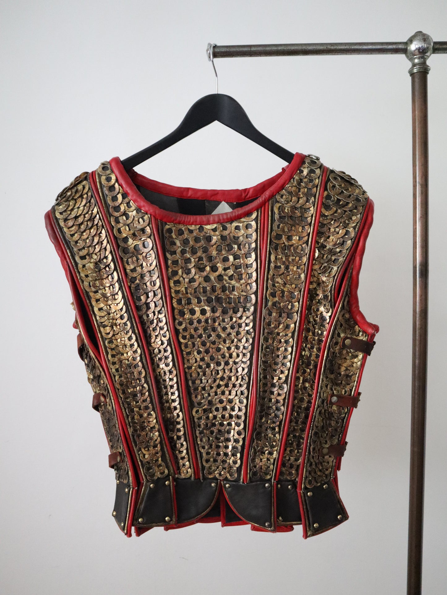 Royal Opera House OTHELLO Leather Armour Vest Costume Red Gold Buckles