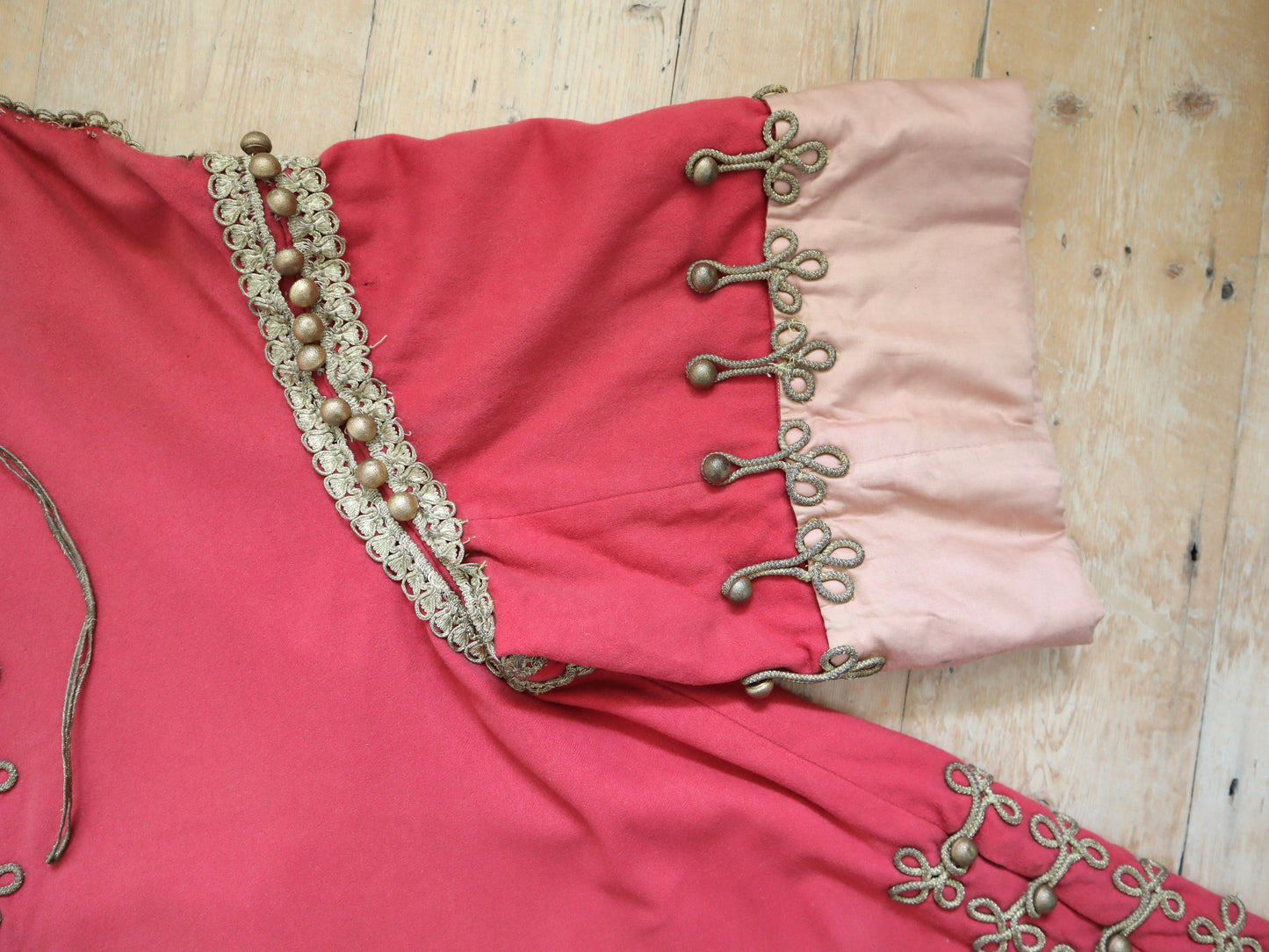 Antique French Pink Costume Tunic Jacket Gold Embellishments Opera Theatre 1910s