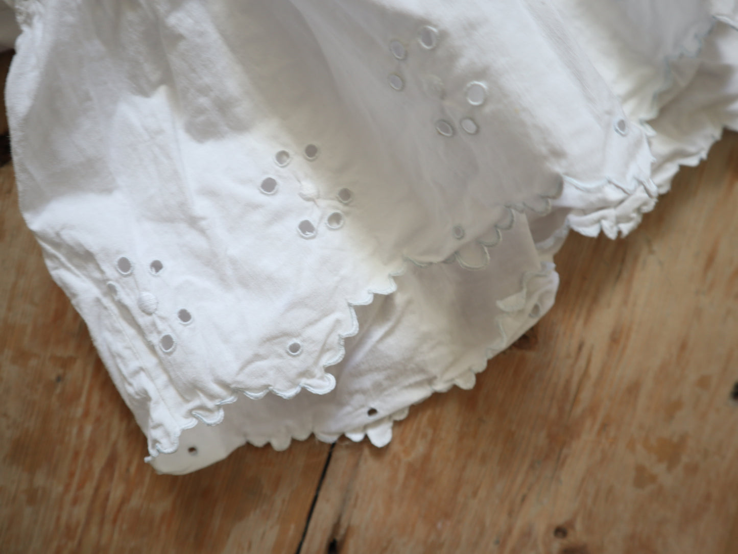 Antique French White Cotton Bloomers Knickers Embroidery Cutwork JG Monogram Early 1900s