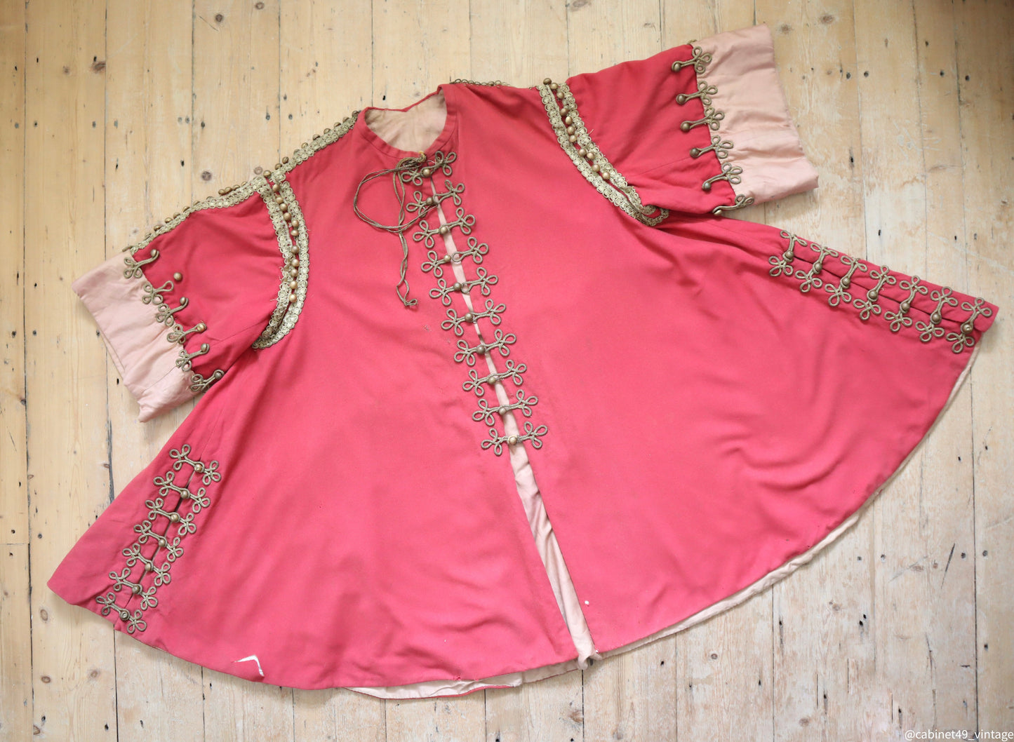 Antique French Pink Costume Tunic Jacket Gold Embellishments Opera Theatre 1910s