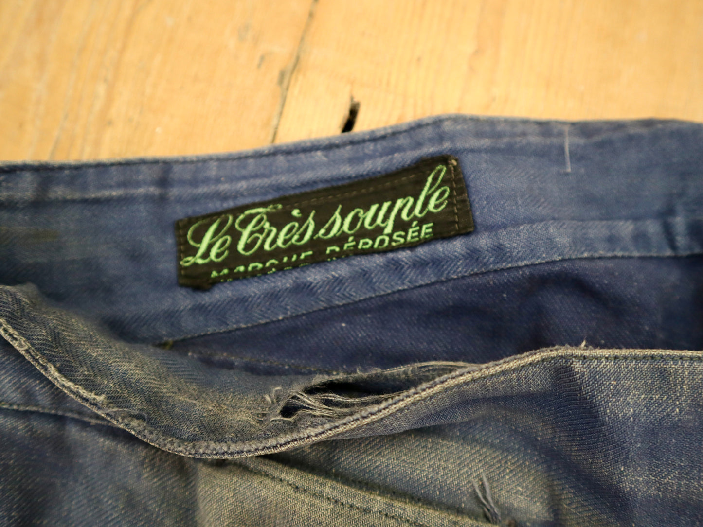 1940s French Blue Cotton Workwear Trousers Chore Pants Twill