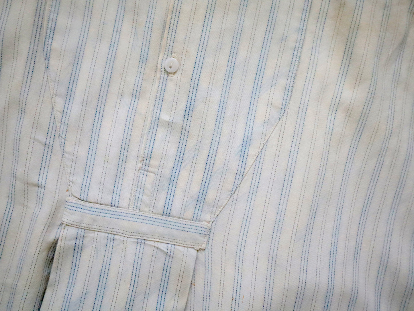 1930s French WorkWear Stripe Cotton Shirt Patched Repaired