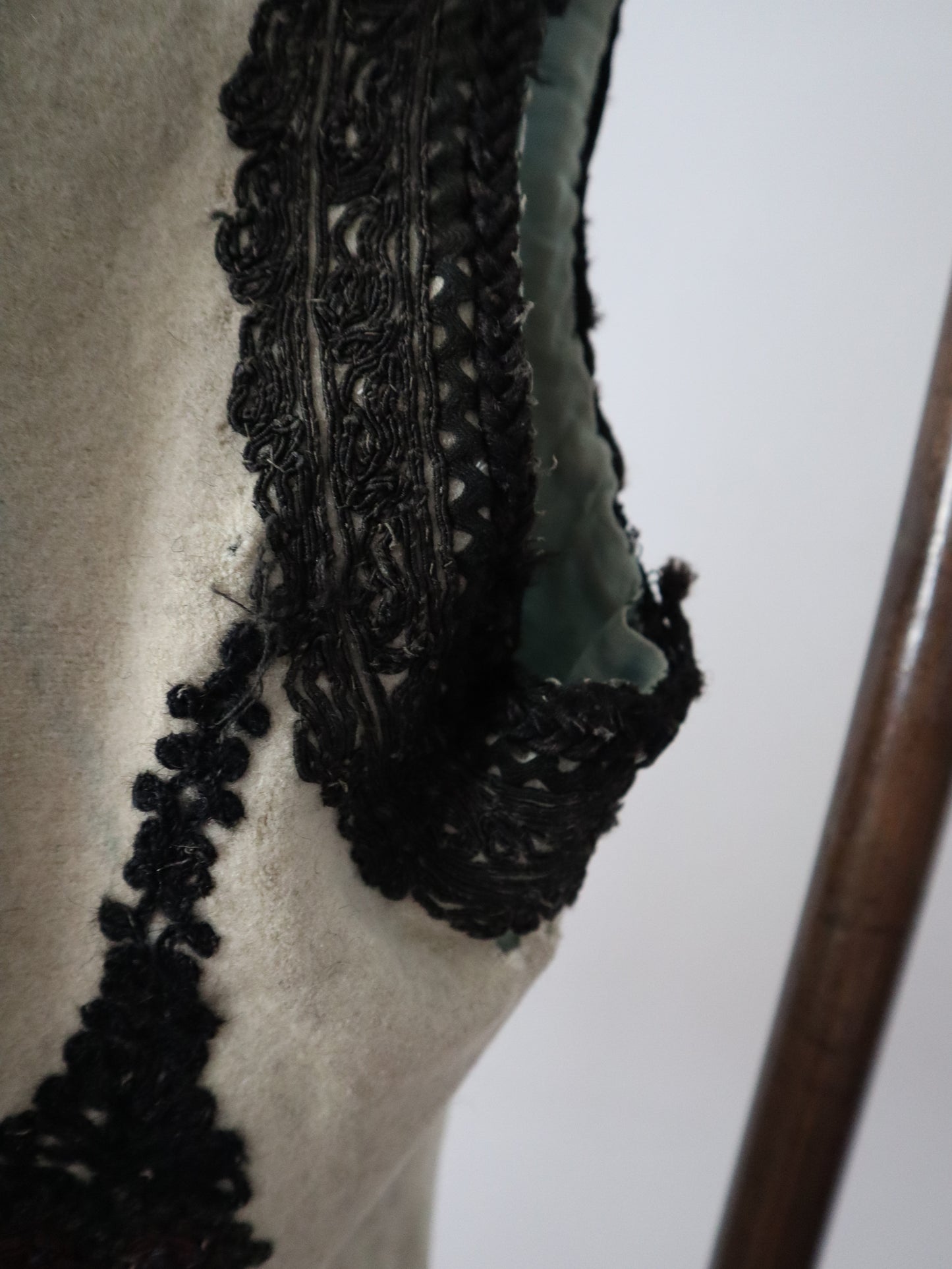 1920s 1930s Transylvanian folk waistcoat with black and burgundy soutache decoration