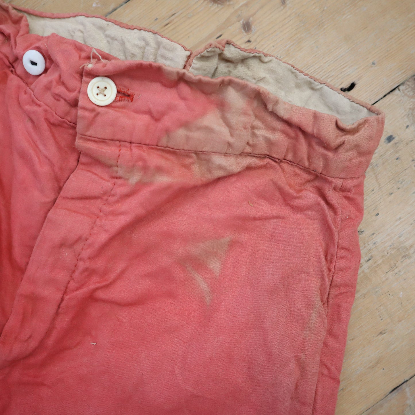 Antique French Child’s Theatre Costume Breeches Pink Red Cotton