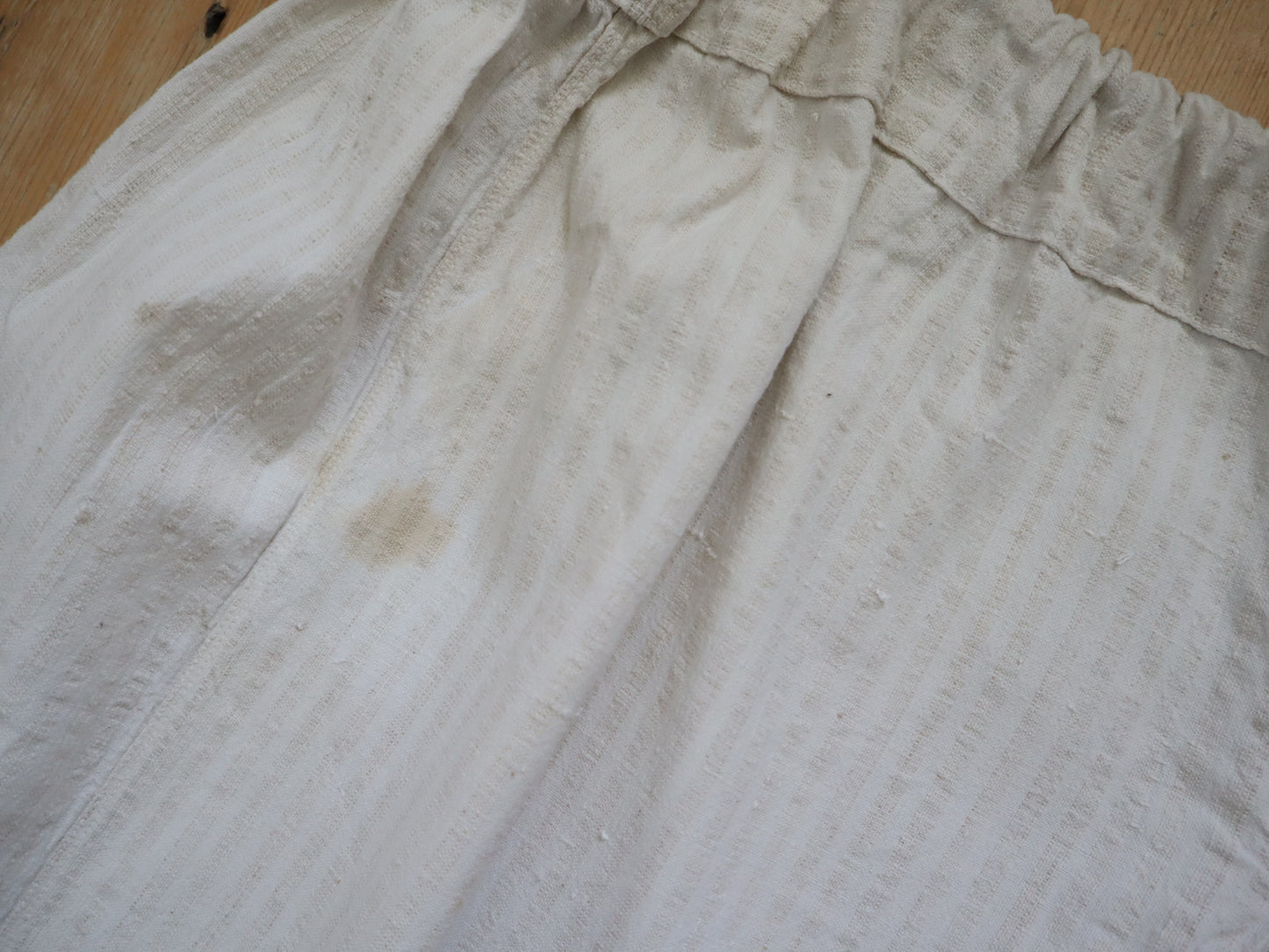 C.1930s Transylvanian Linen Woven Stripe Folk Trousers Pants Cropped Wide