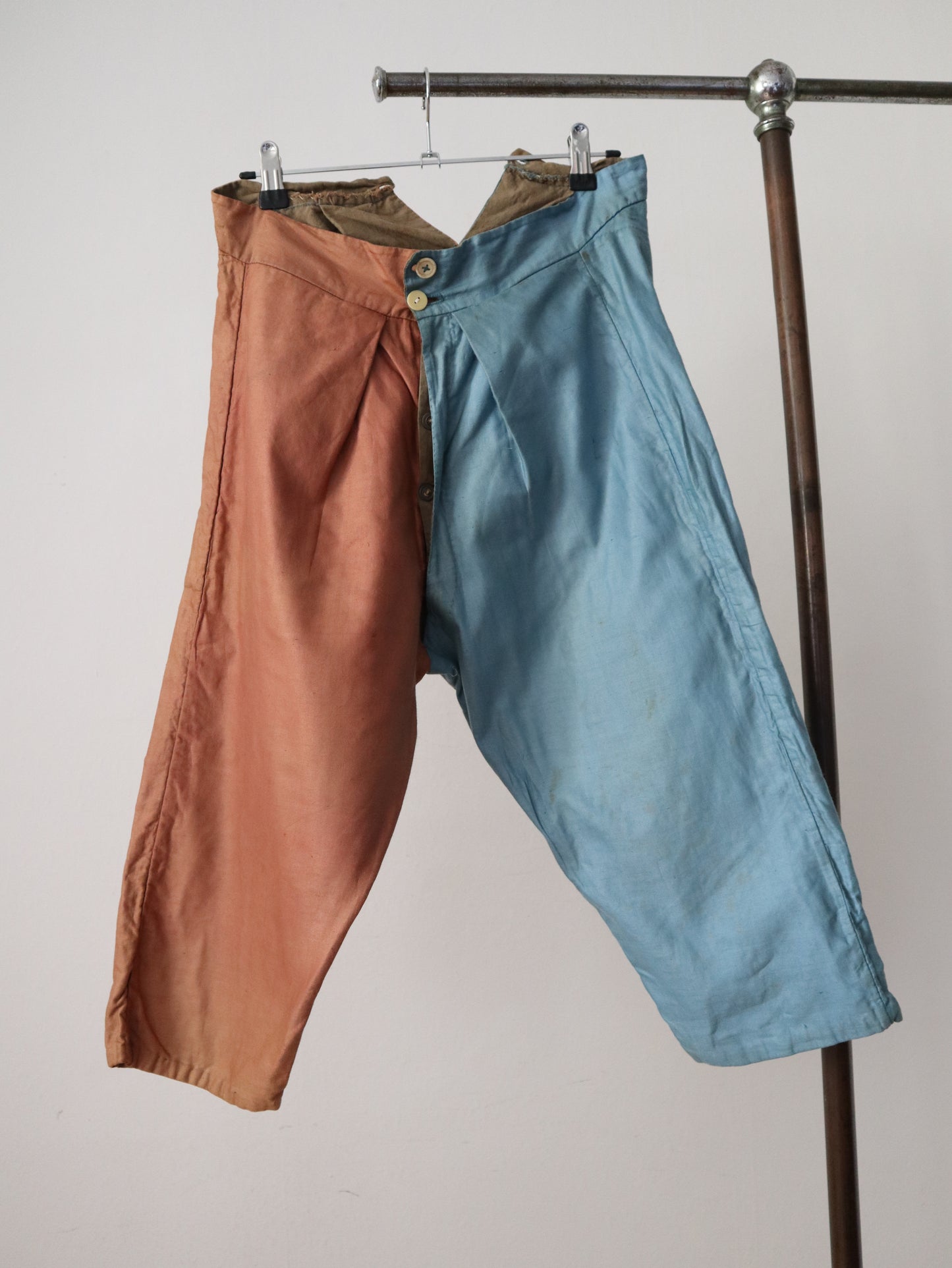 1920s French Theatre Costume Trousers Pink Blue Breeches Pants  High Waist