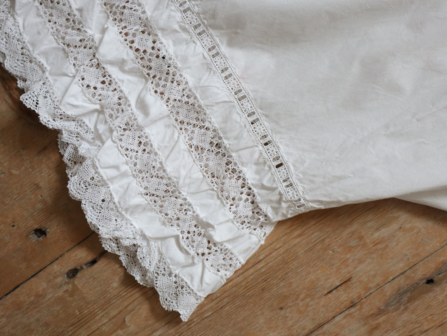 Antique French White Cotton Bloomers Knickers Crochet Lace Early 1900s