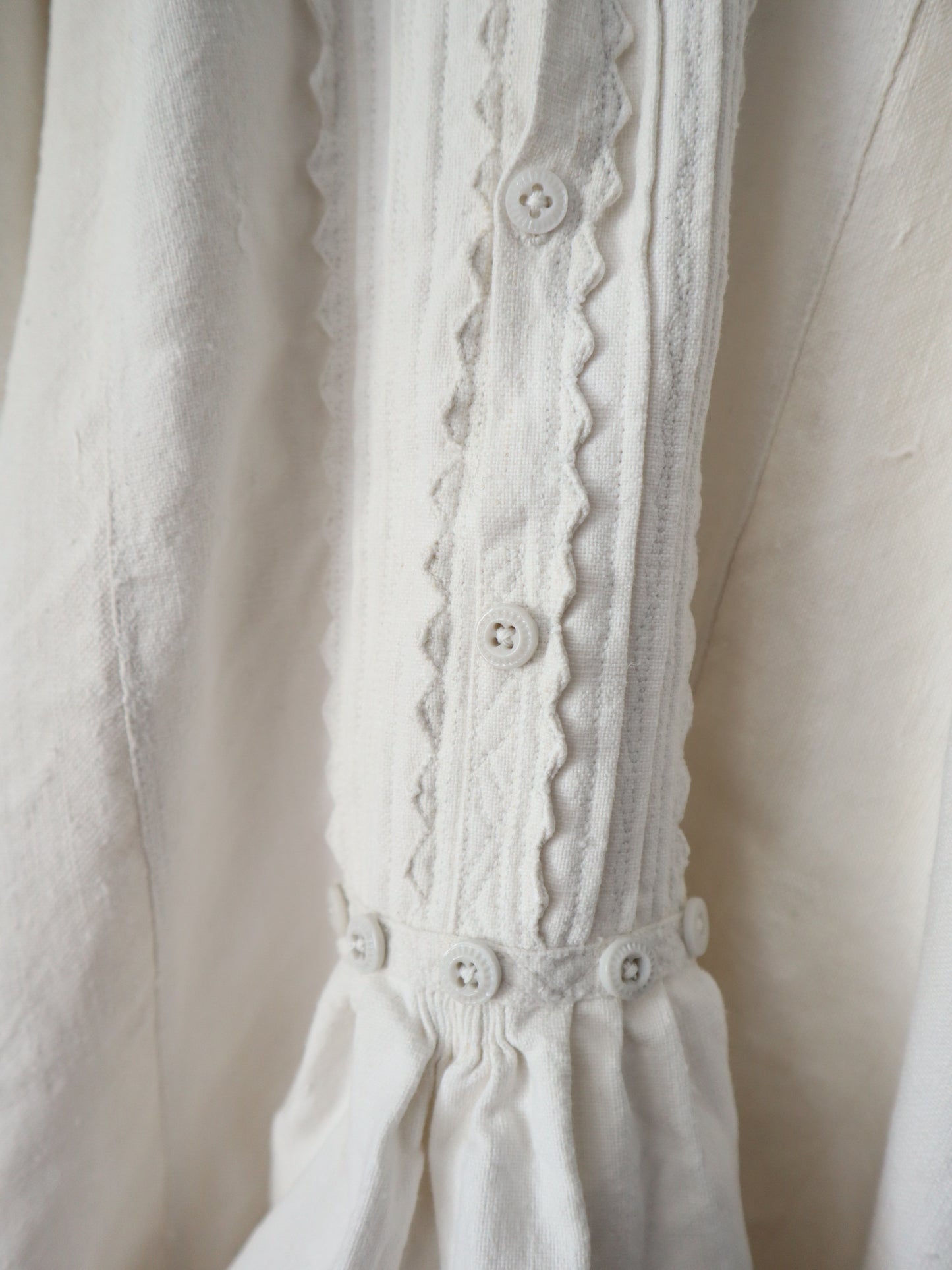 1930s Transylvanian Folk Blouse Zig Zag Cutout Traditional Romanian Linen Eastern European