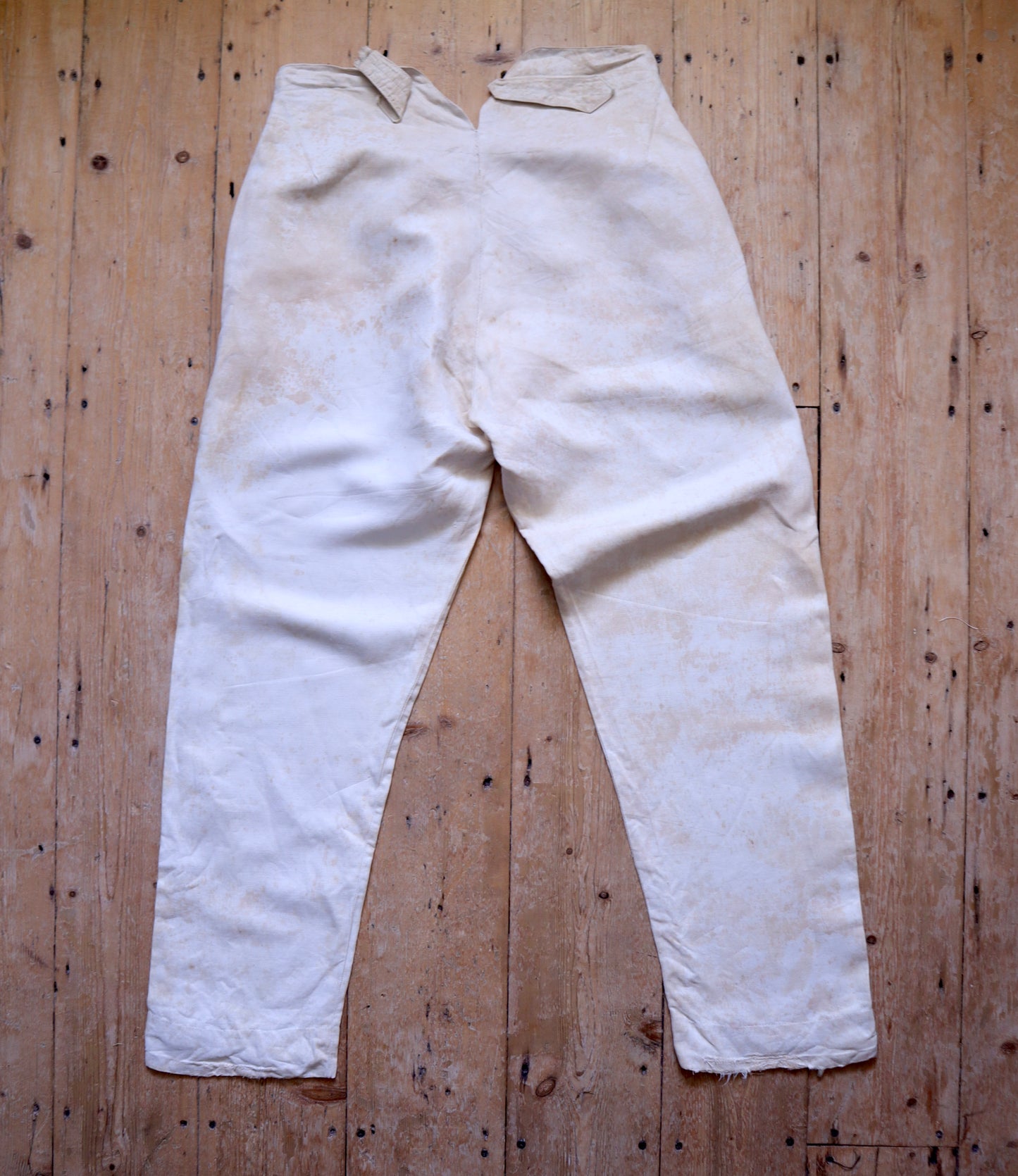 Early 19th Century White Cotton Trousers – Hand Stitched with Bone Buttons