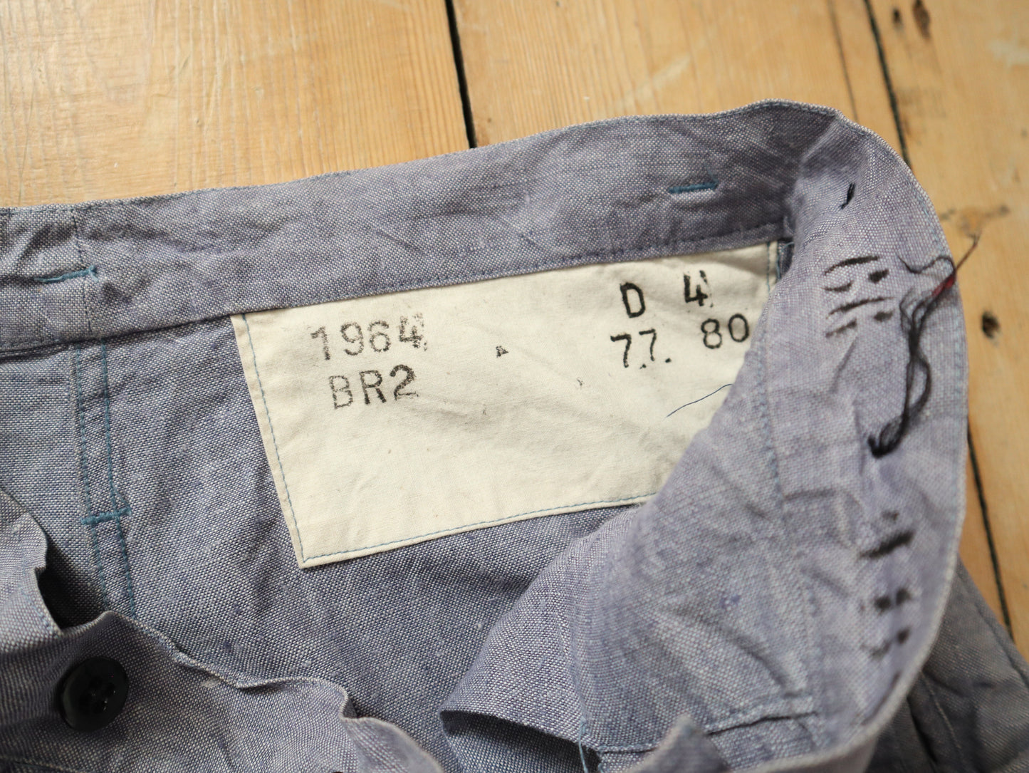 1960s French Blue Linen Sailor Trousers Flap Front Buttons