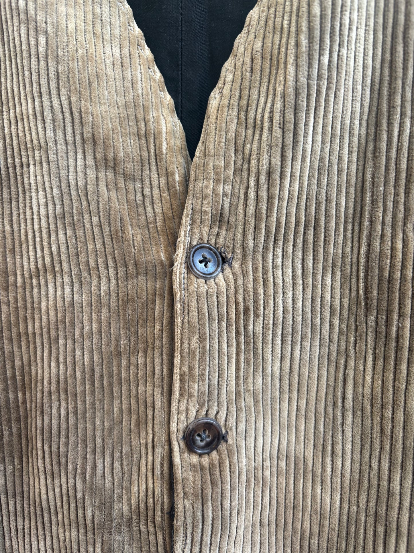 1940s French Brown Corduroy Waistcoat Vest Cotton Workwear Chore