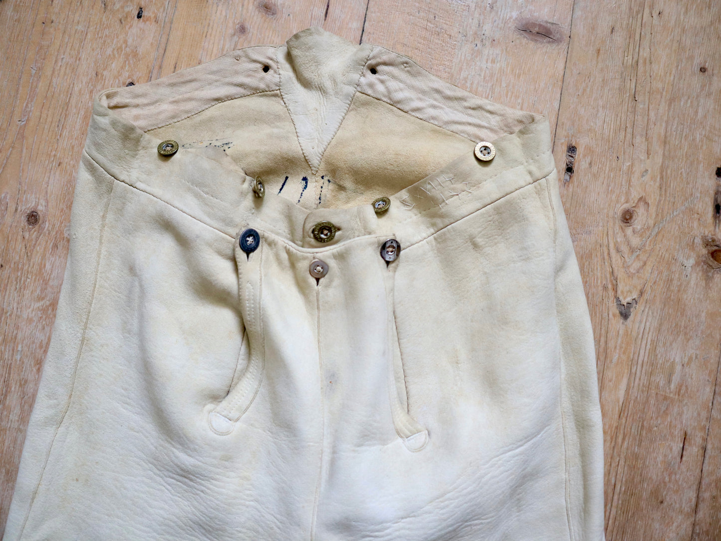 1800s French Buckskin Leather Cream Trousers Breeches RARE