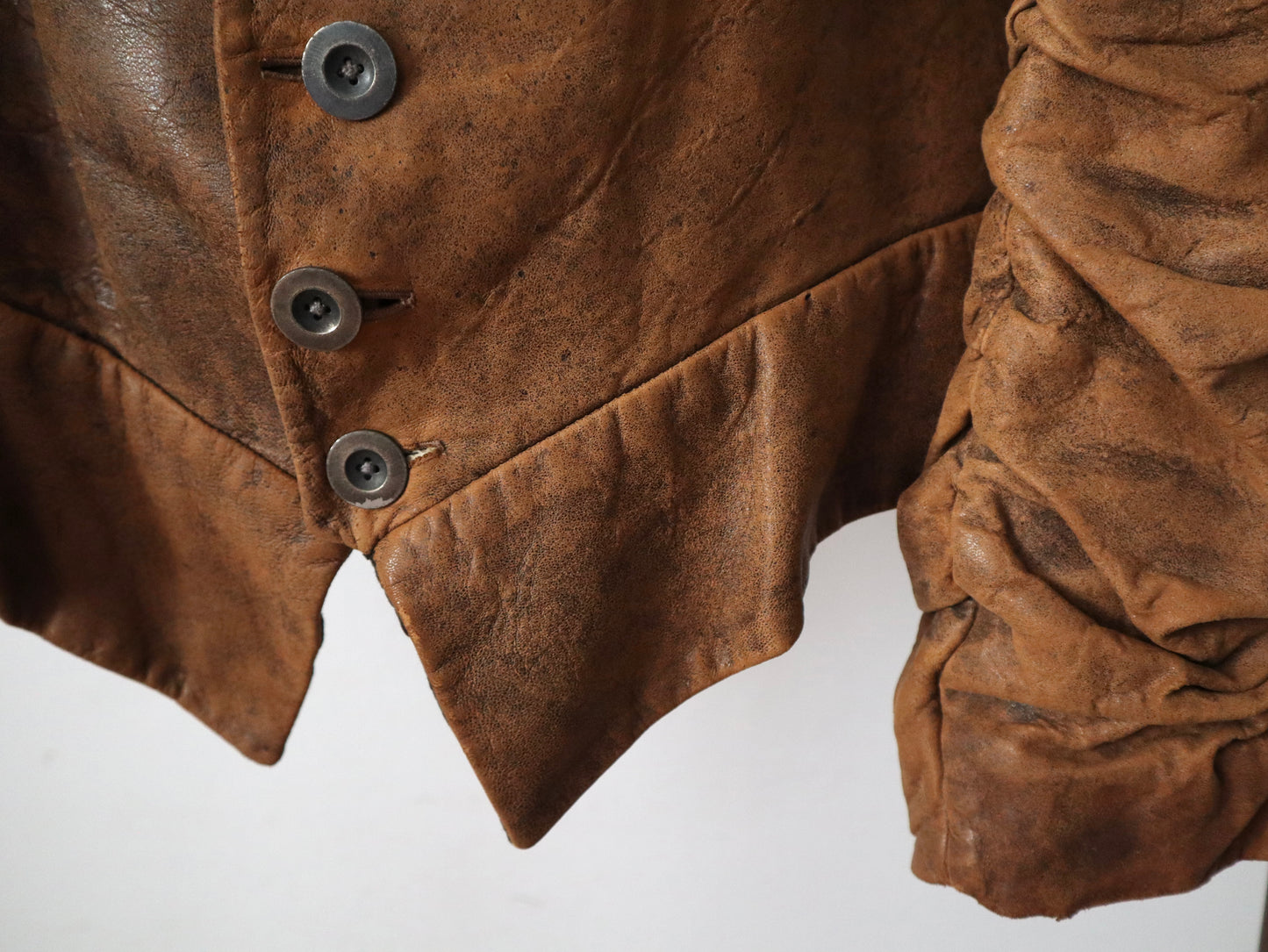 16th Century Style Leather Doublet Jacket Royal Opera House Costume Brown Ruched Sleeves Renaissance Medieval