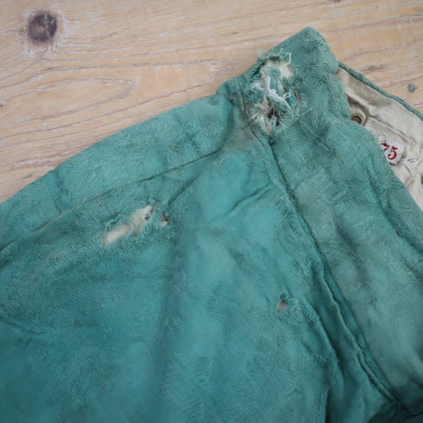 Antique French Child’s Theatre Costume Breeches Green Woven Cotton