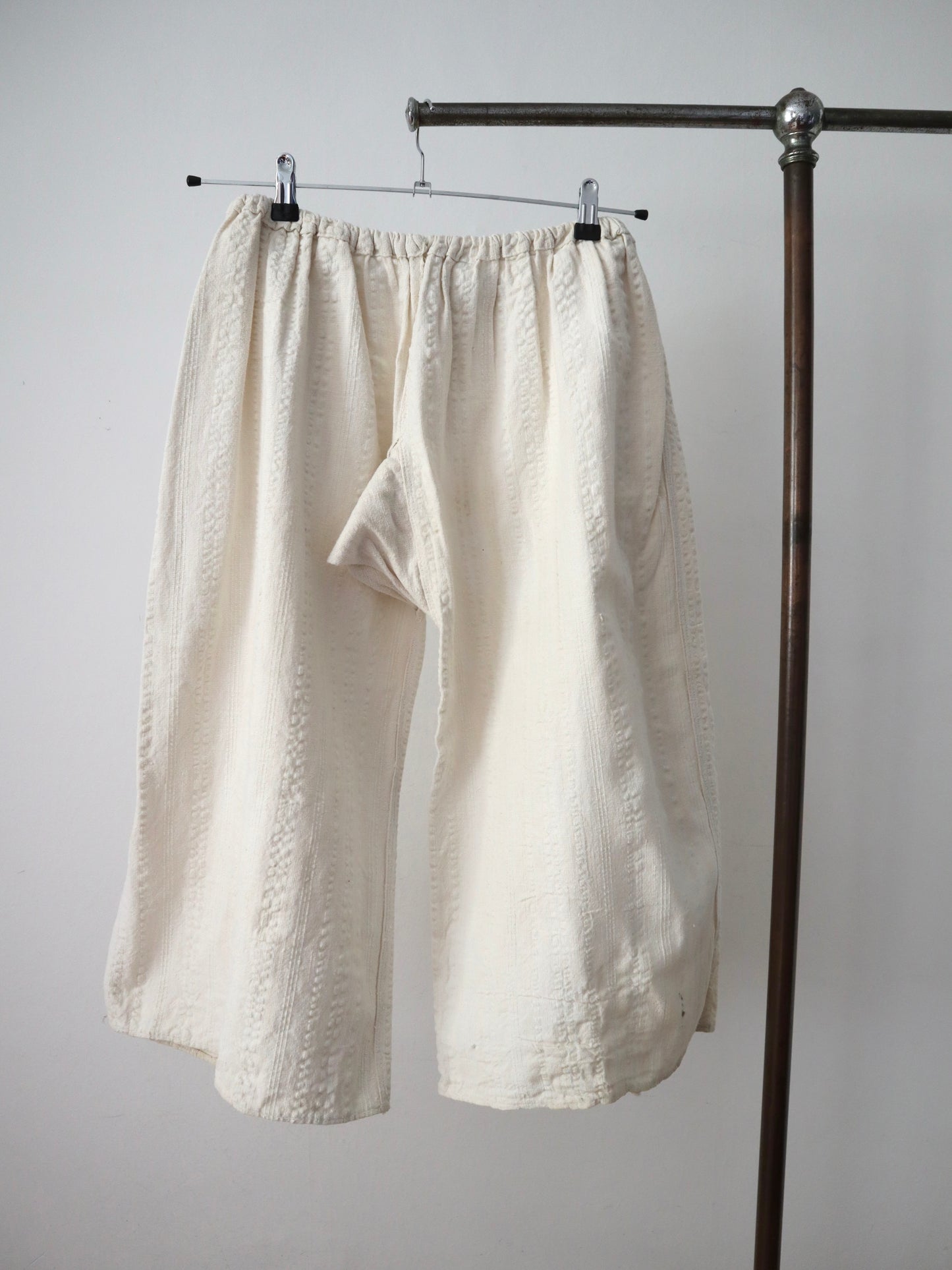 1930s Transylvanian Linen Woven Stripe Folk Trousers Pants Cropped Wide