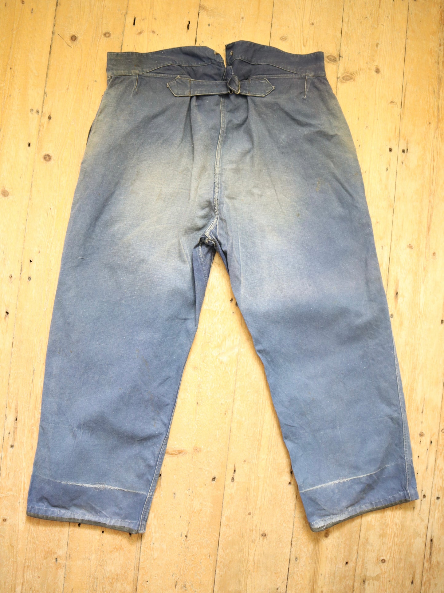 1940s French Blue Cotton Workwear Trousers Chore Pants Twill