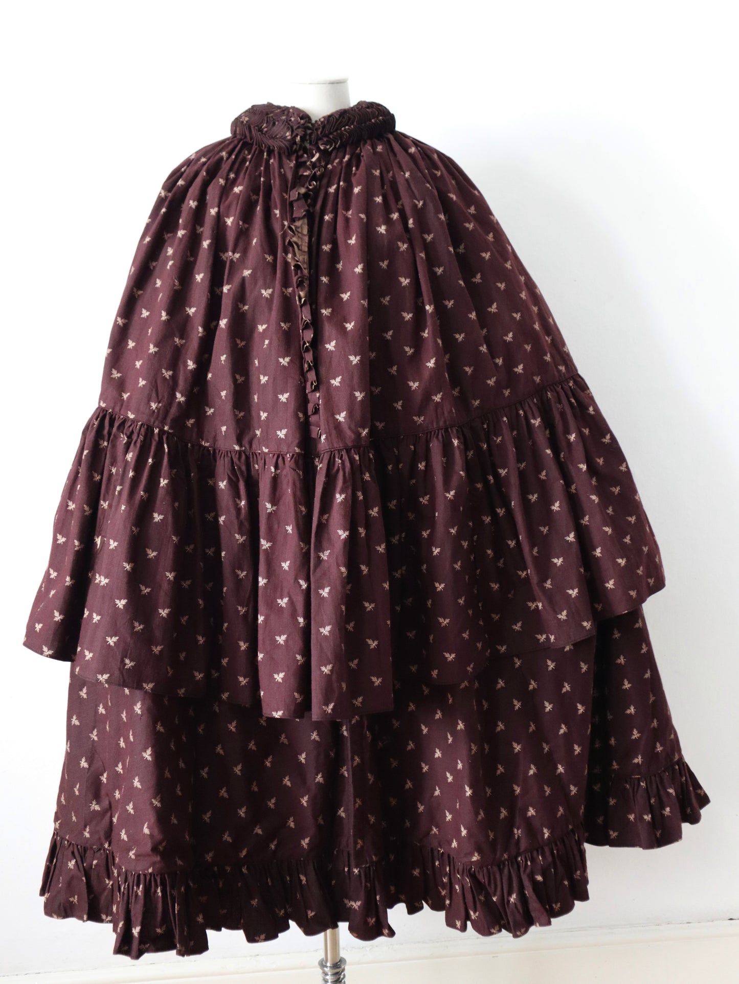 Antique 19th century German Hockmantel full length cotton cloak wool flannel lined