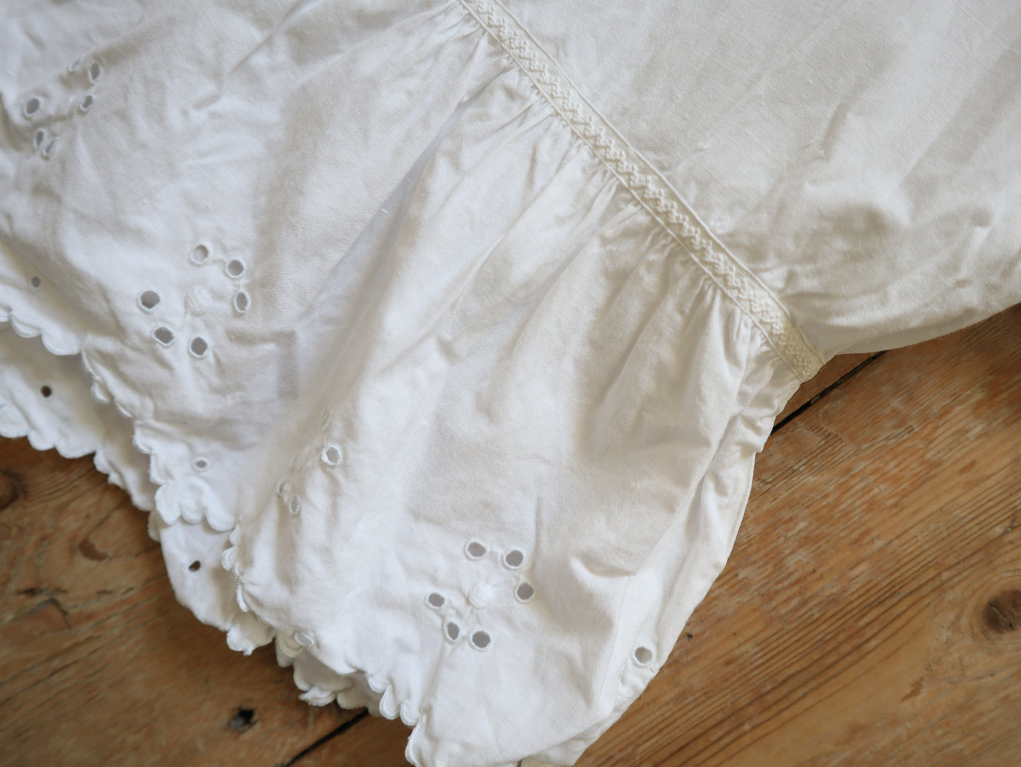 Antique French White Cotton Bloomers Knickers Embroidery Cutwork JG Monogram Early 1900s