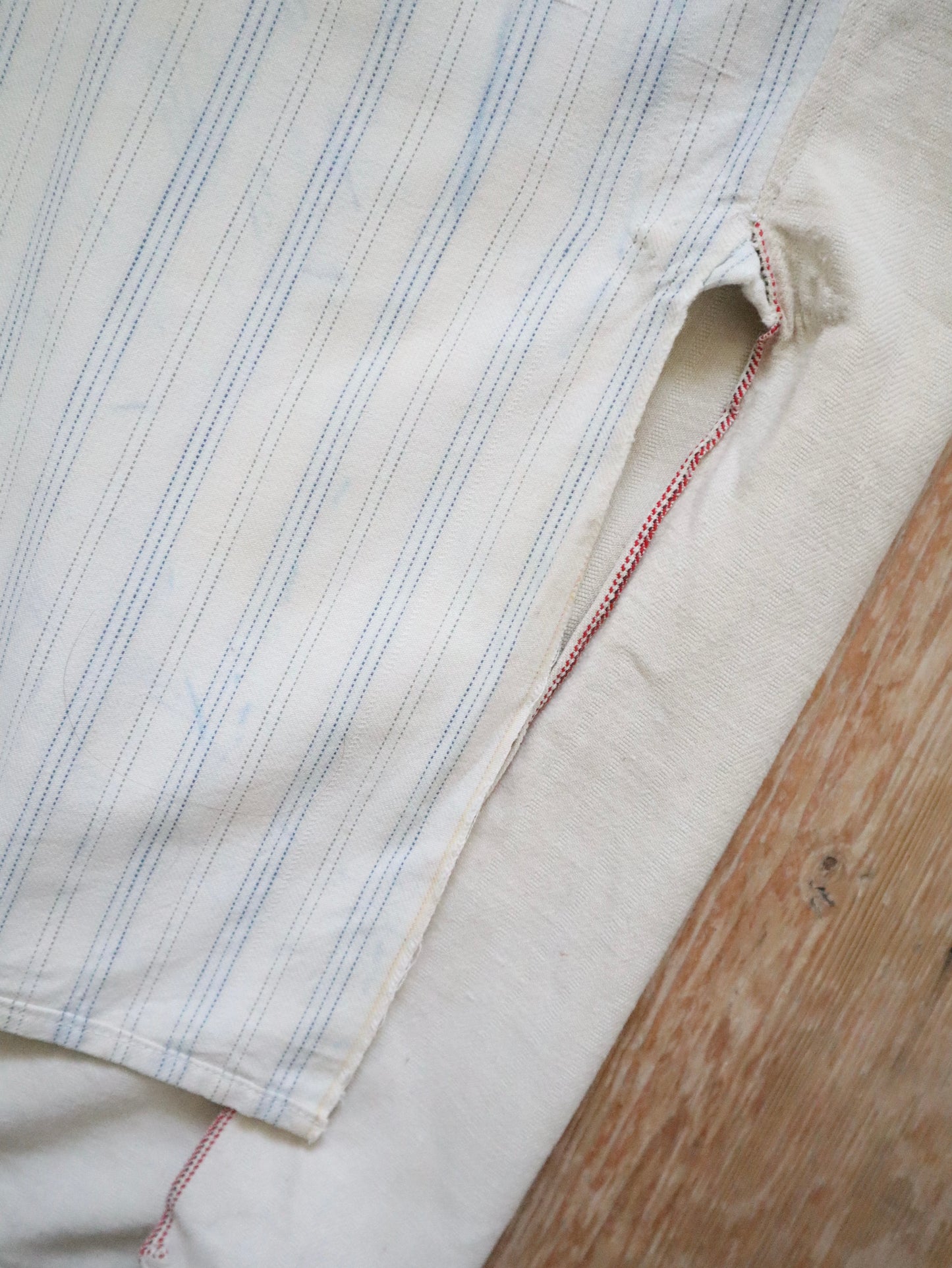 1930s French WorkWear Stripe Cotton Shirt Patched Repaired