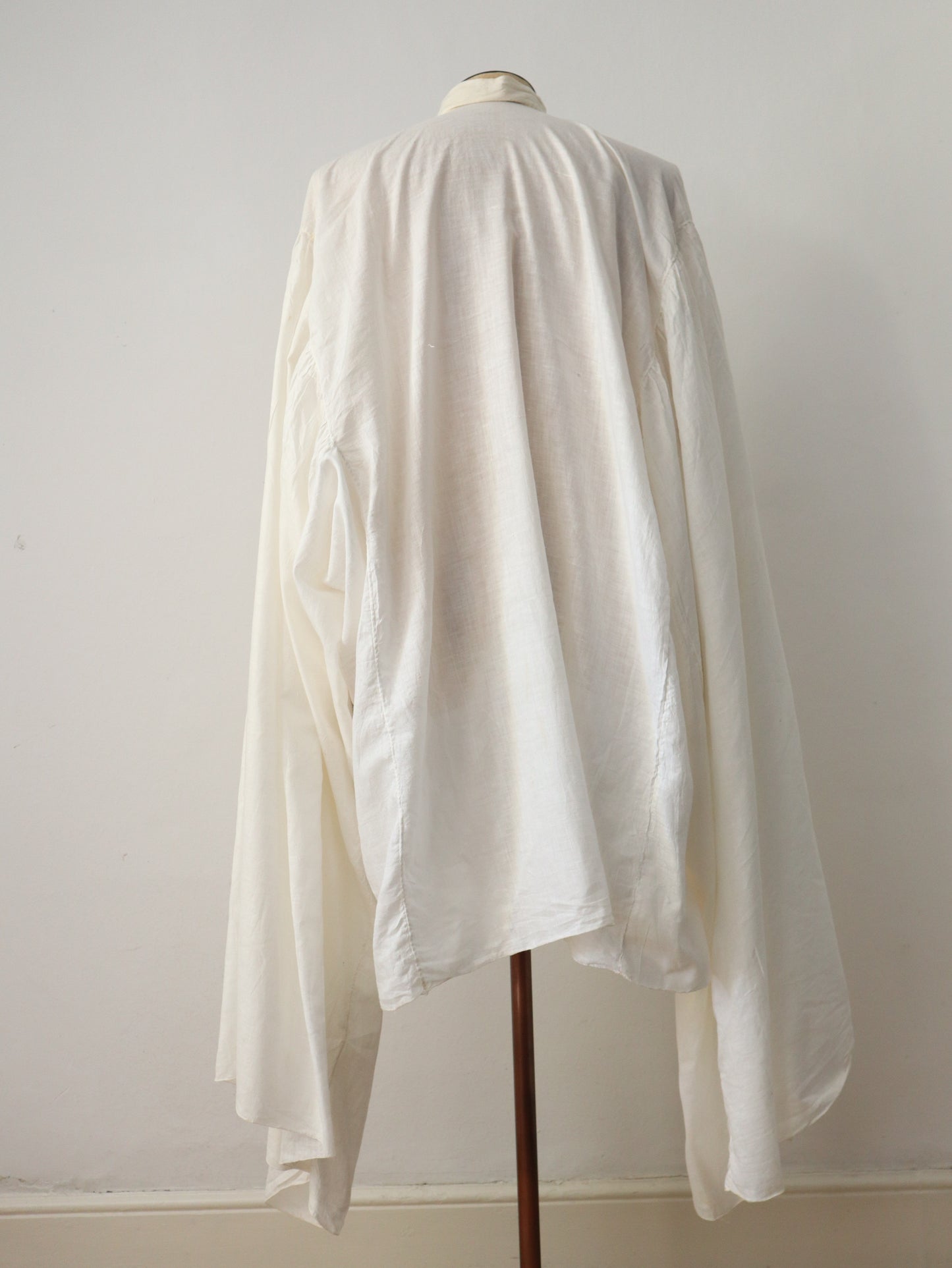 1930s North African Cotton Muslin Tunic Top Long Wide Sleeves