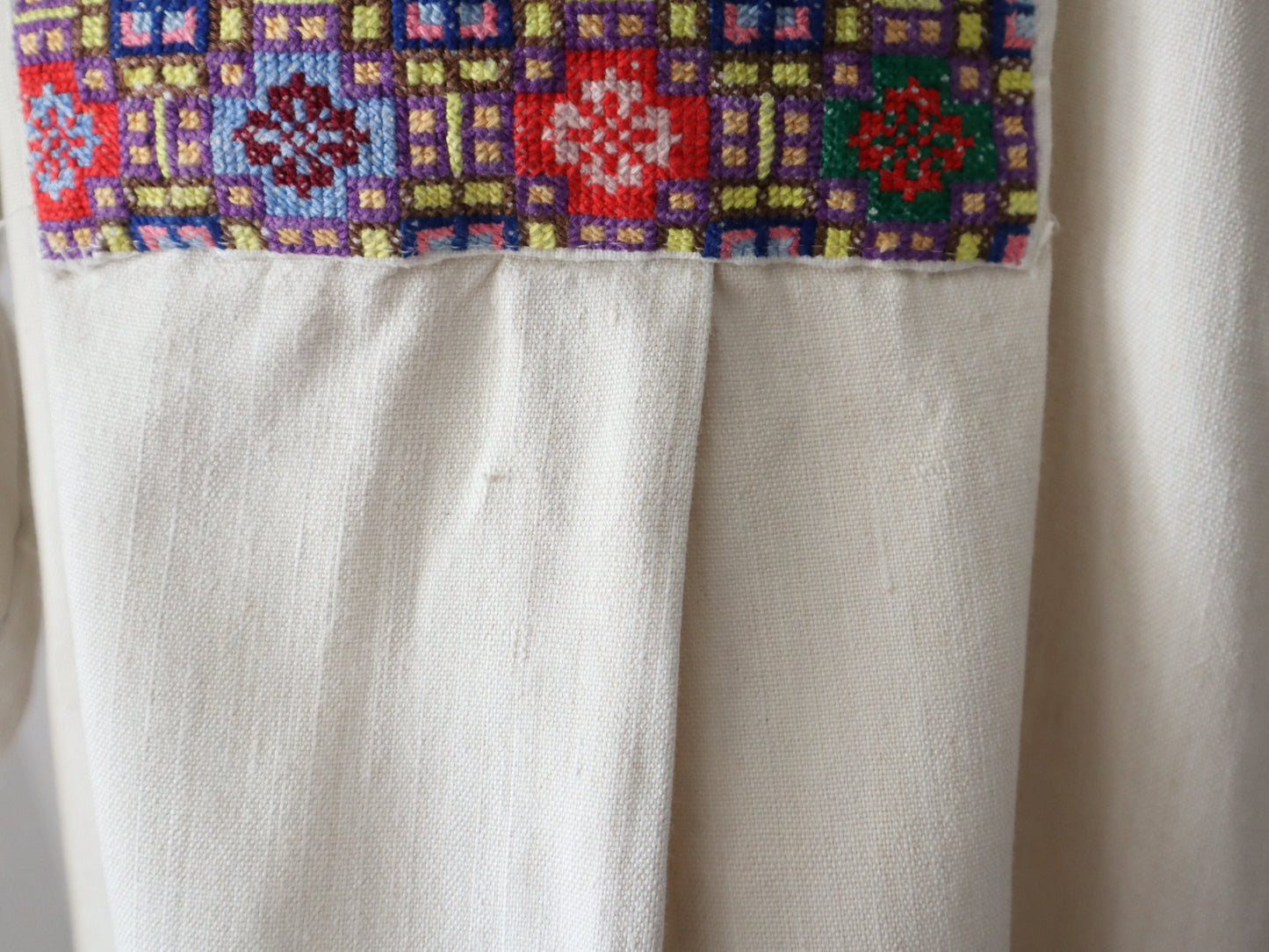 1940s Slovakian Folk Shirt Needlepoint Collar Colourful Eastern European