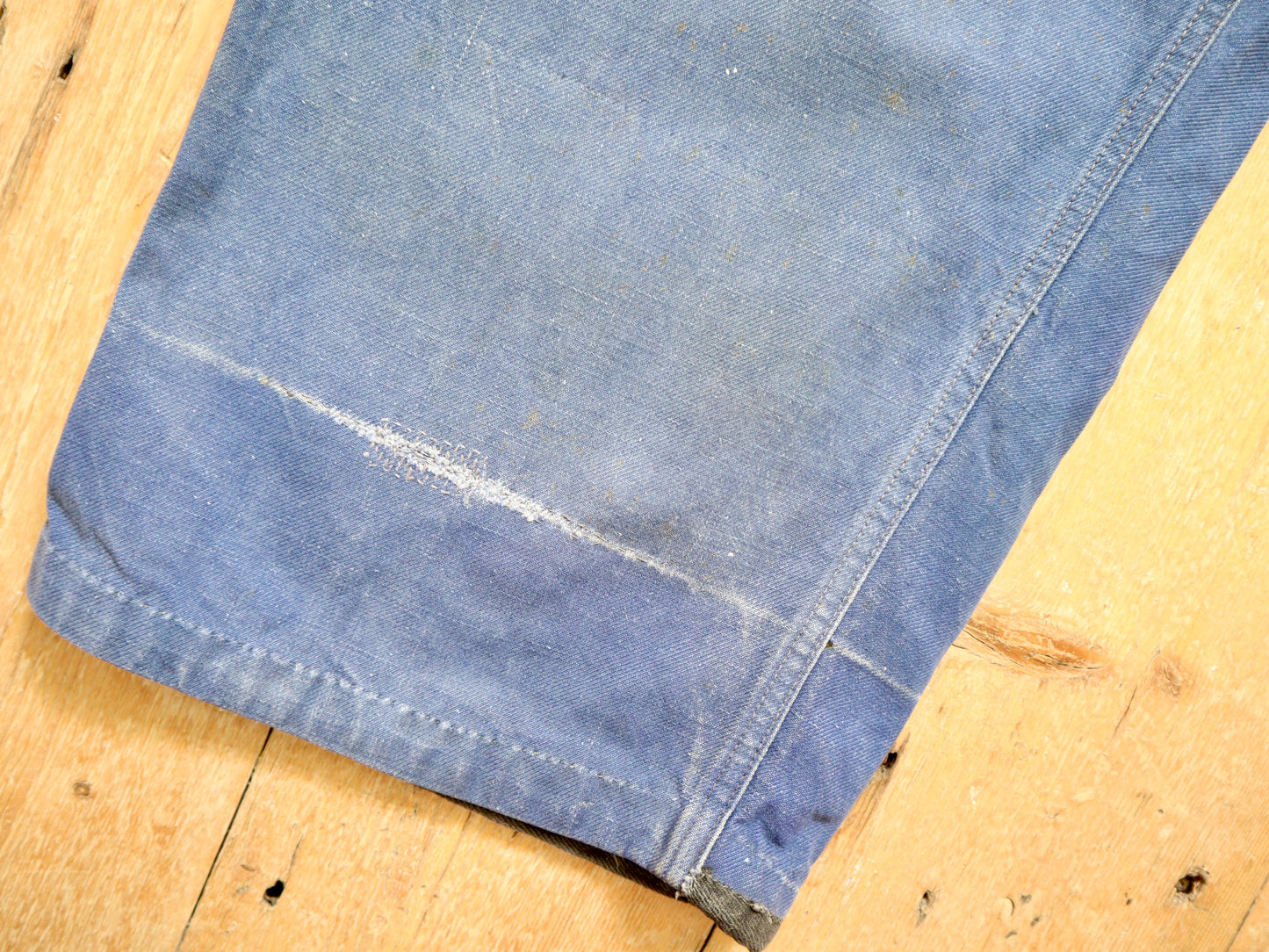 1940s French Blue Cotton Workwear Trousers Chore Pants Twill