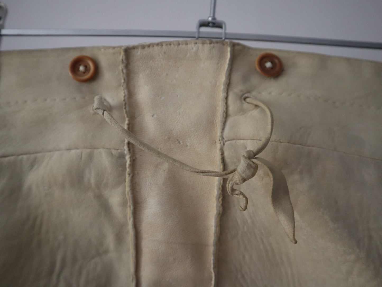 1800s French Lambskin Breeches Trousers RARE High Waist Mother of Pearl Buttons