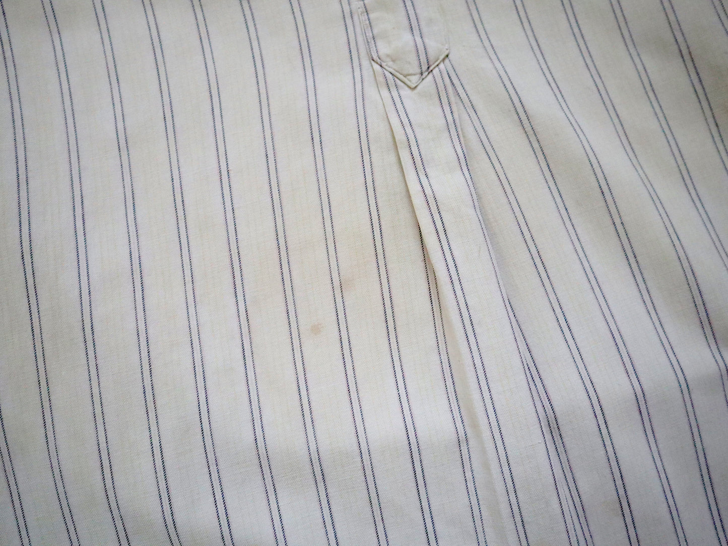 1930s French Workwear Shirt Patched Repaired Stripes Striped